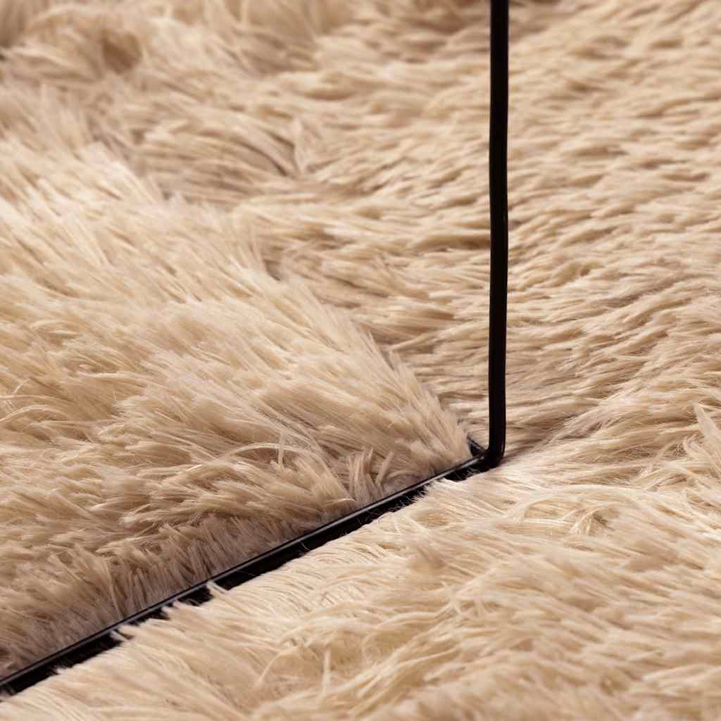 Tappeto Shaggy a Pelo Lungo NAVARRA Beige 100x100 cm poliestere