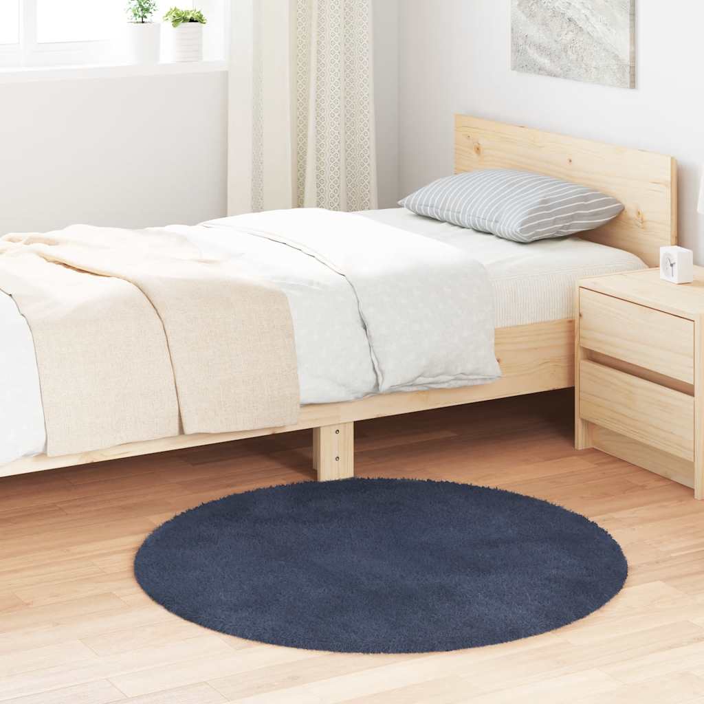 Tappeto Shaggy a Pelo Lungo NAVARRA Blu Marino 100x100 cm