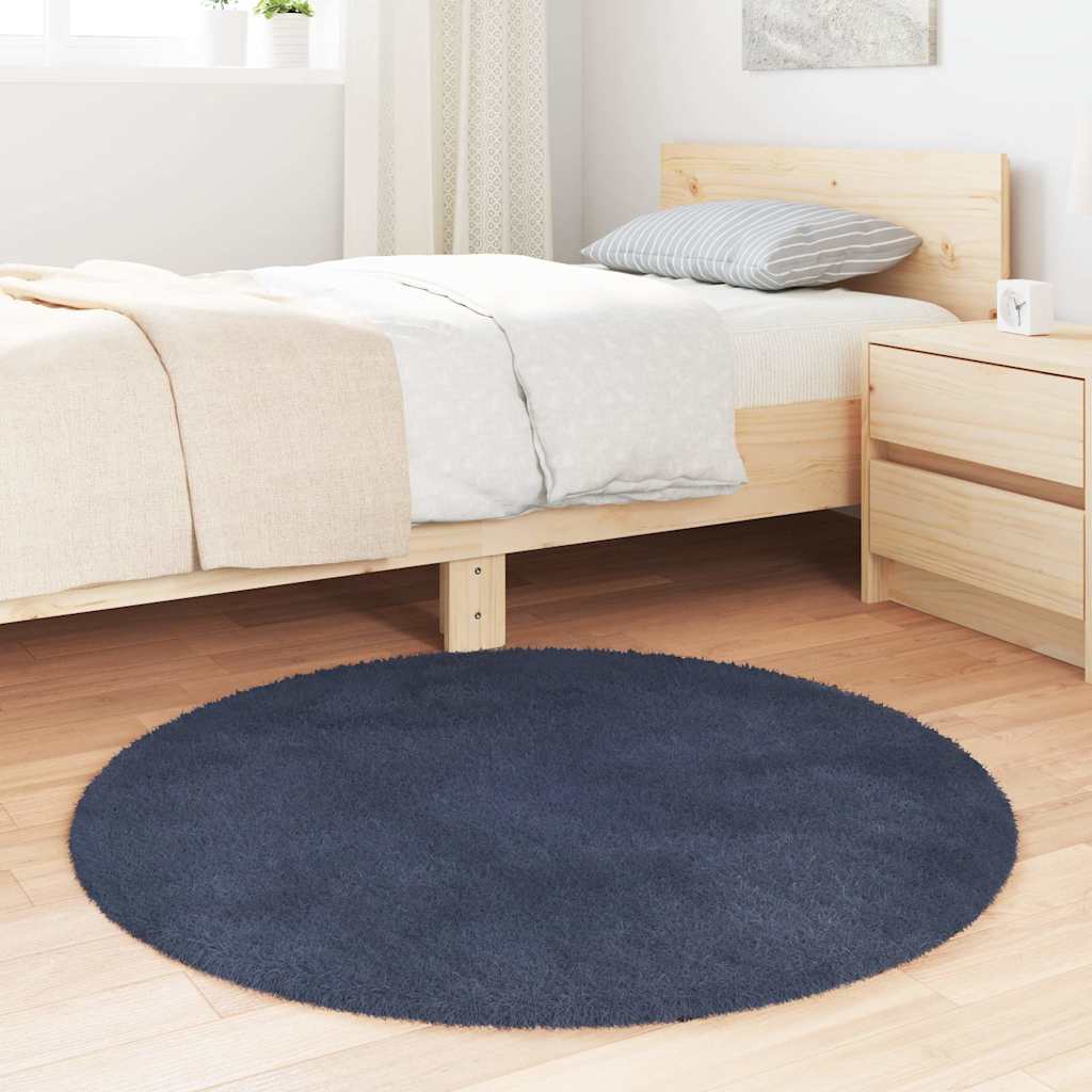 Tappeto Shaggy a Pelo Lungo NAVARRA Blu Marino 100x100 cm