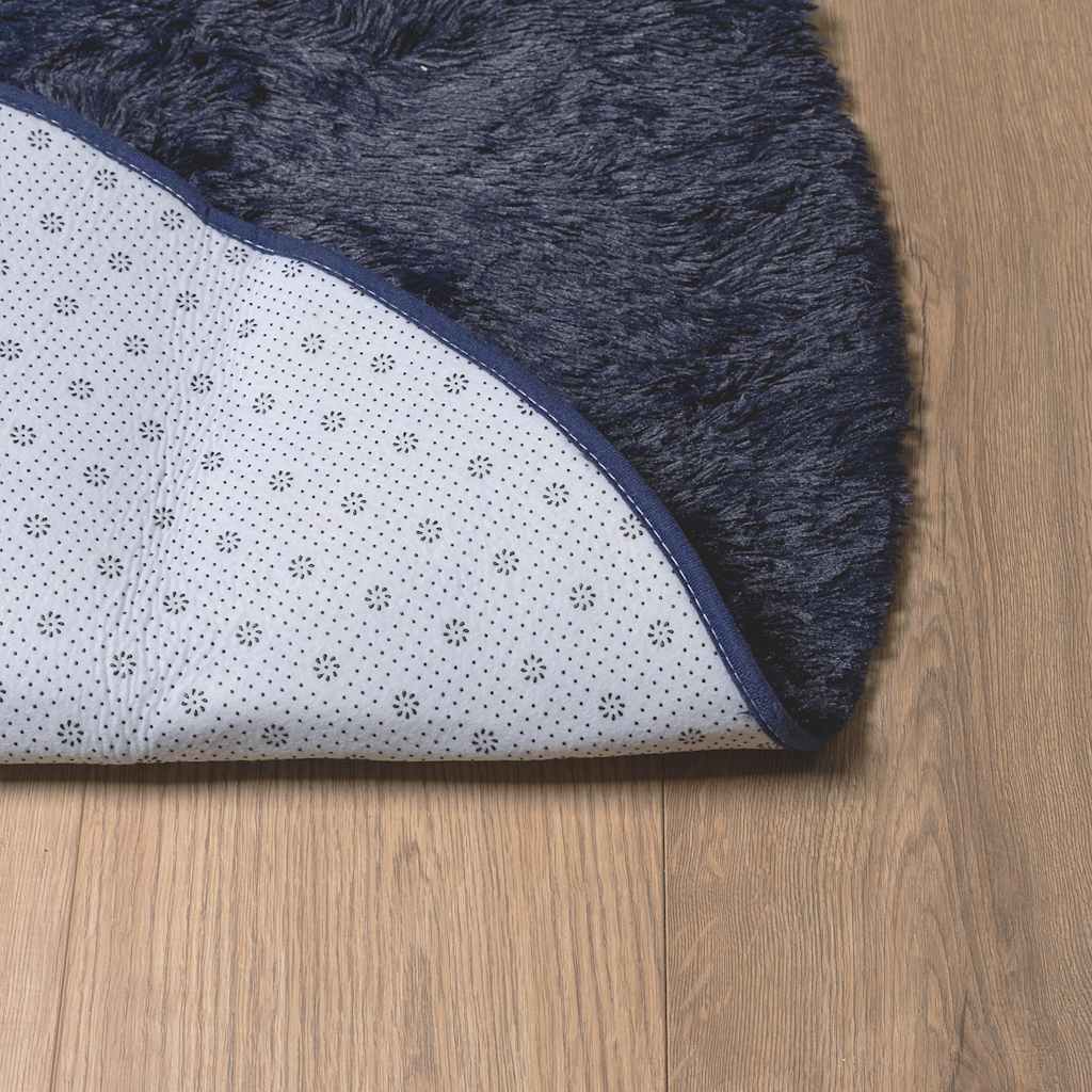 Tappeto Shaggy a Pelo Lungo NAVARRA Blu Marino 100x100 cm