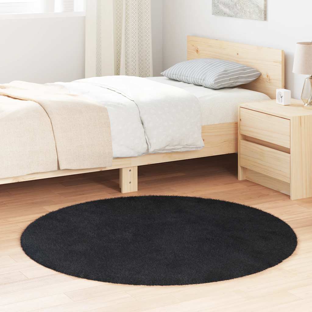 Tappeto Shaggy a Pelo Lungo NAVARRA Nero 120x120 cm poliestere