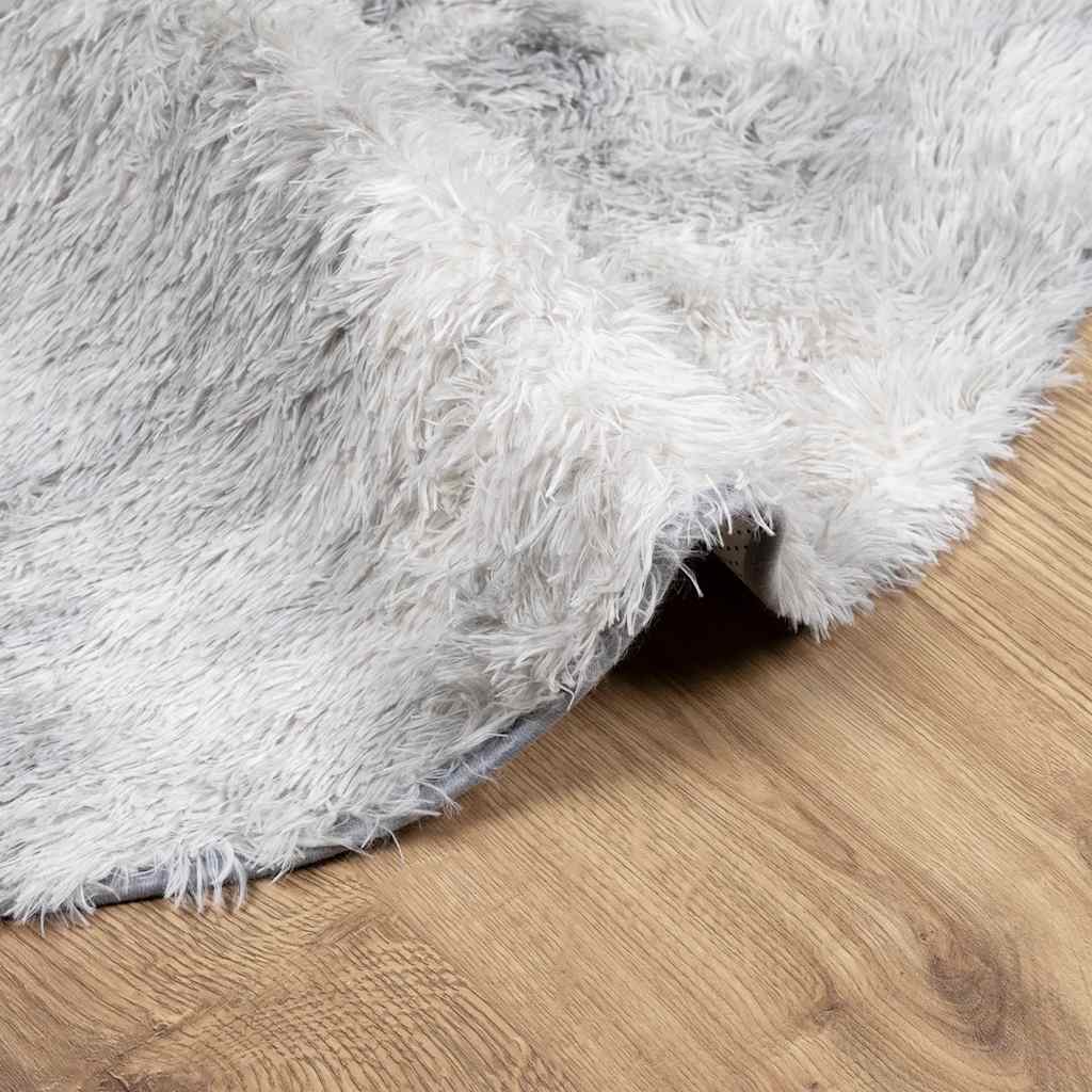 Tappeto Shaggy a Pelo Lungo NAVARRA Grigio Argento 120x120cm