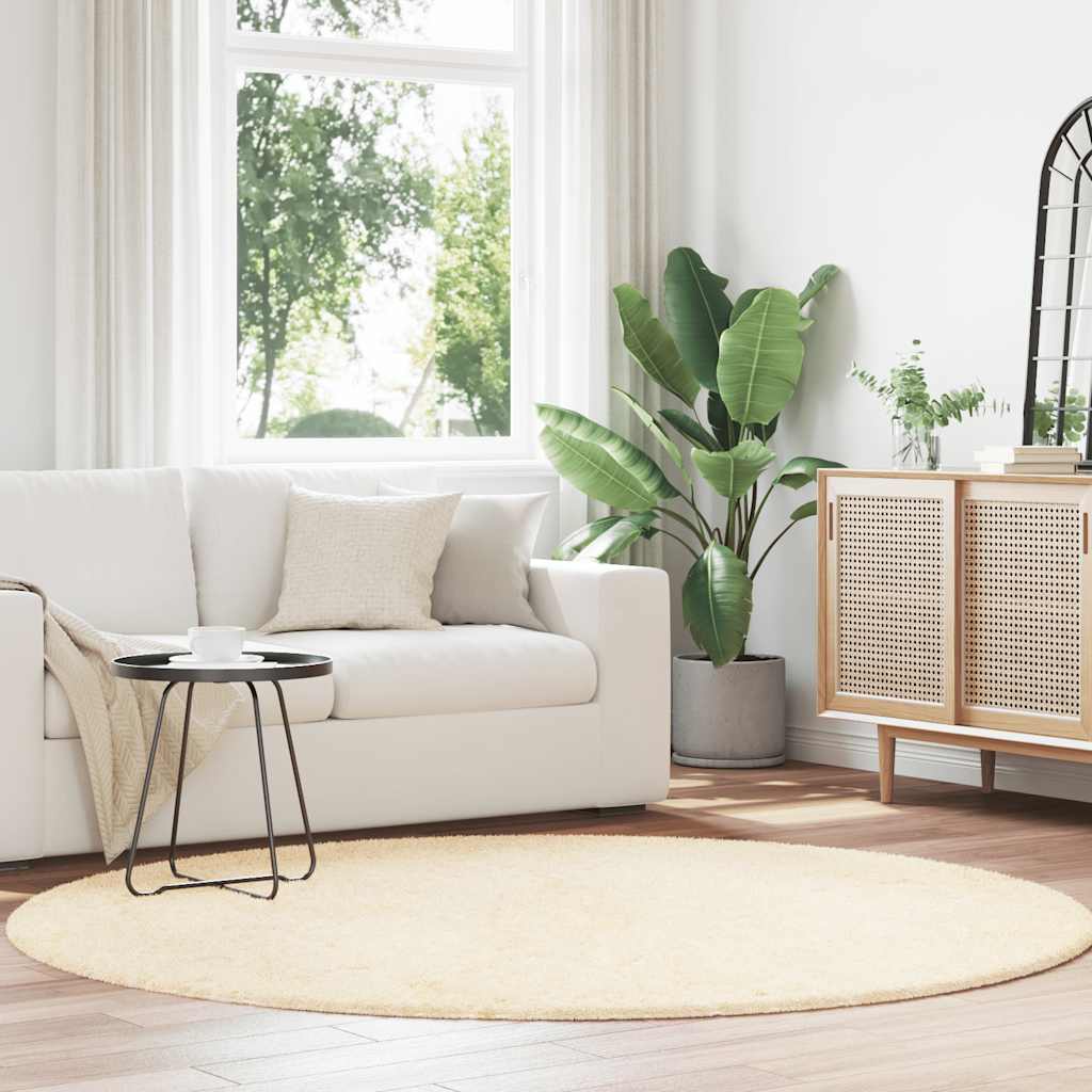 Tappeto Shaggy a Pelo Lungo NAVARRA Crema 200x200 cm poliestere