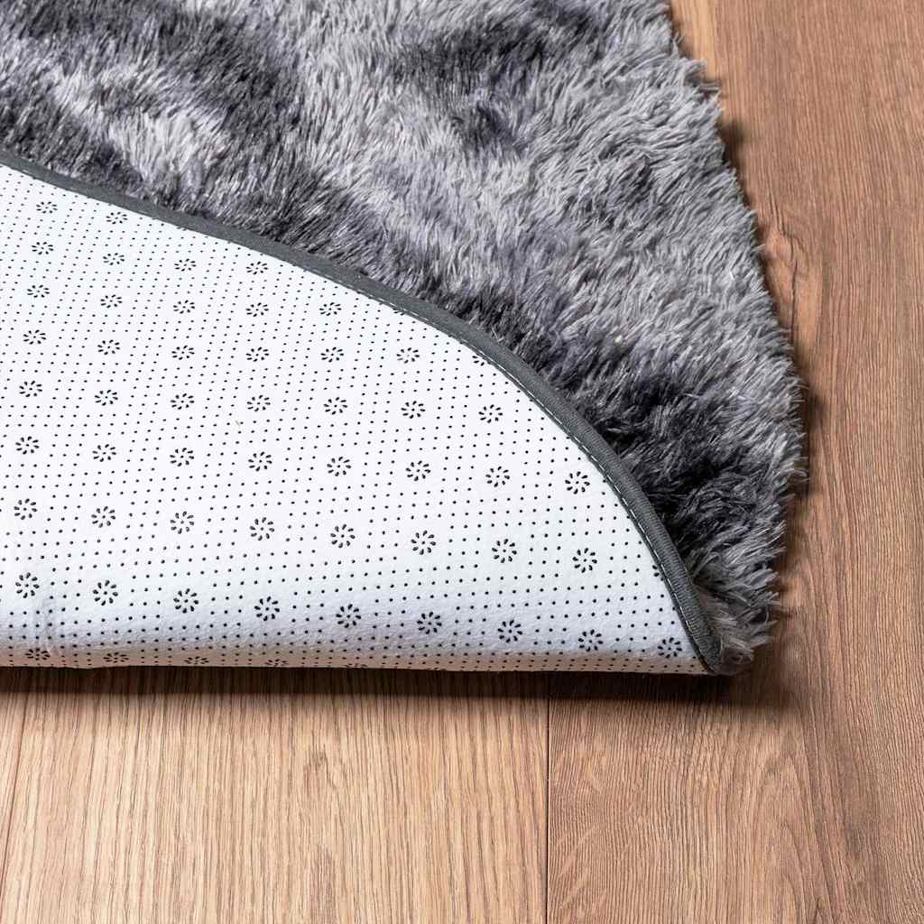 Tappeto Shaggy a Pelo Lungo NAVARRA Grigio Scuro 200x200 cm