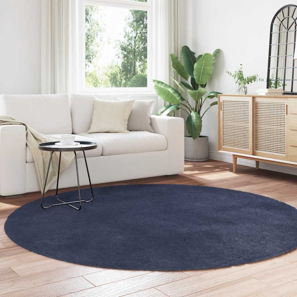 Tappeto Shaggy a Pelo Lungo NAVARRA Blu Marino 200x200 cm