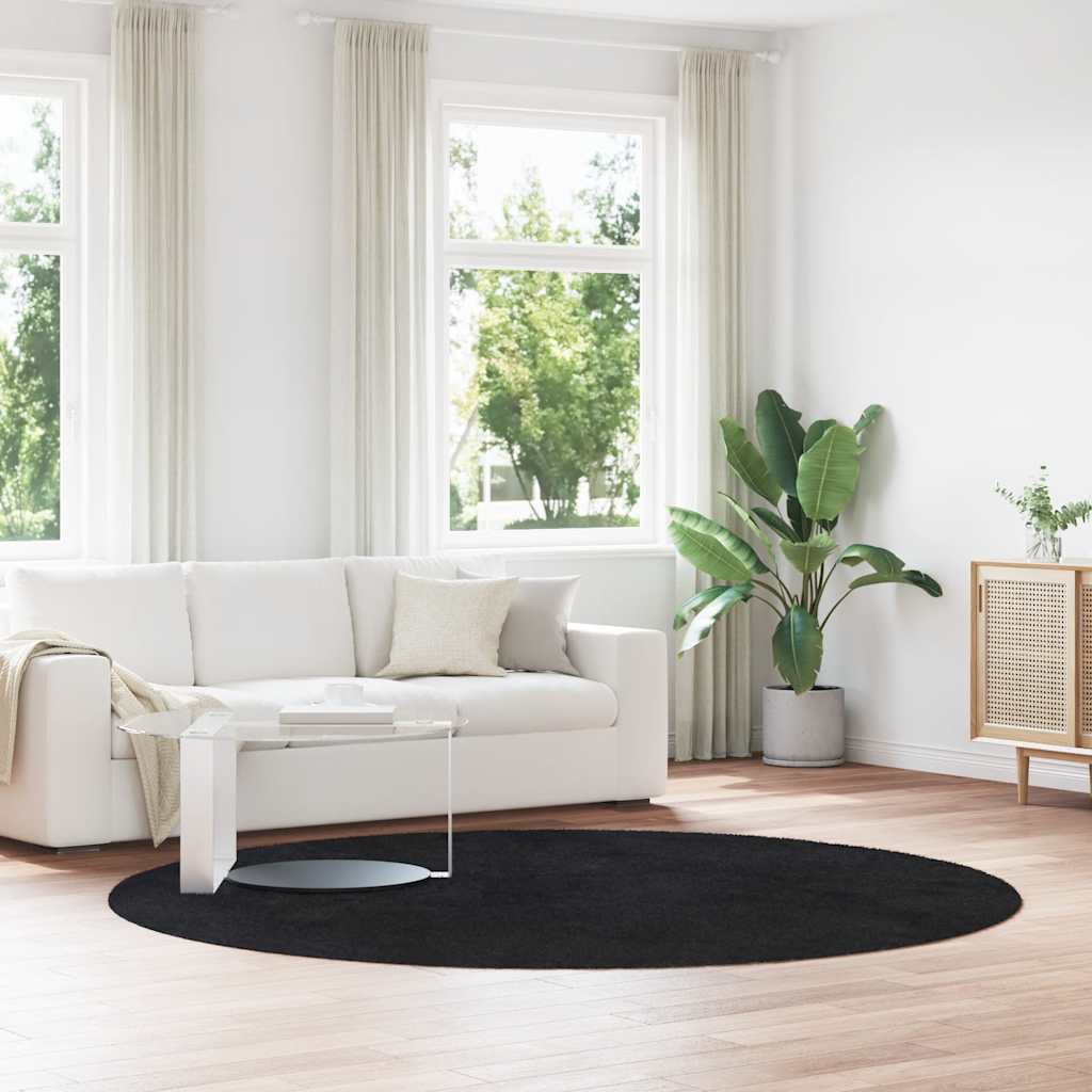 Tappeto Shaggy a Pelo Lungo NAVARRA Nero 240x240 cm poliestere