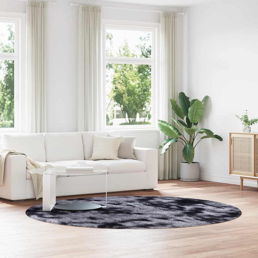 Tappeto Shaggy a Pelo Lungo NAVARRA Grigio Scuro 240x240 cm