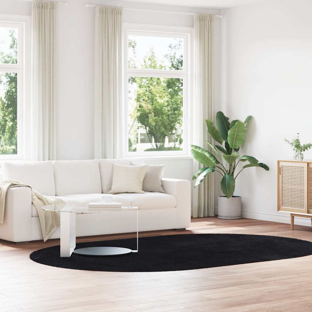 Tappeto Shaggy a Pelo Lungo NAVARRA Nero 300x200 cm poliestere