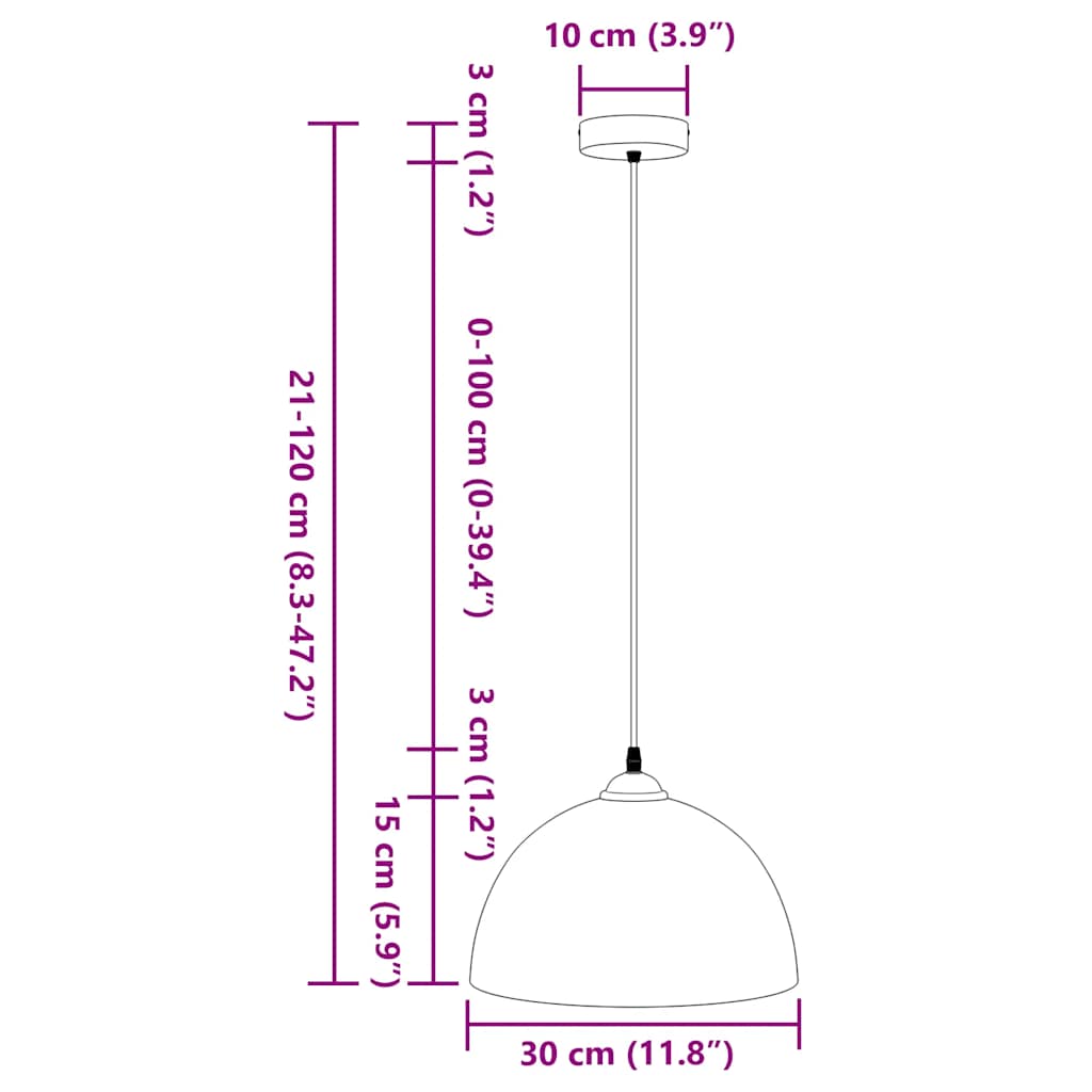 Lampada a Sospensione 2 pz Regolabile E27 Bianco Ø 30cm Metallo