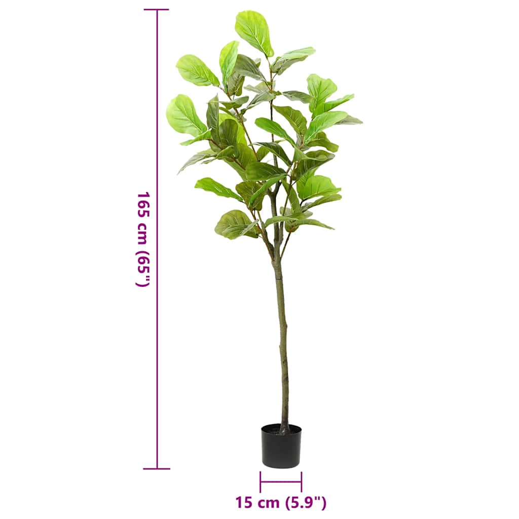 Albero di Ficus Artificiale 48 Foglie 165 cm Verde