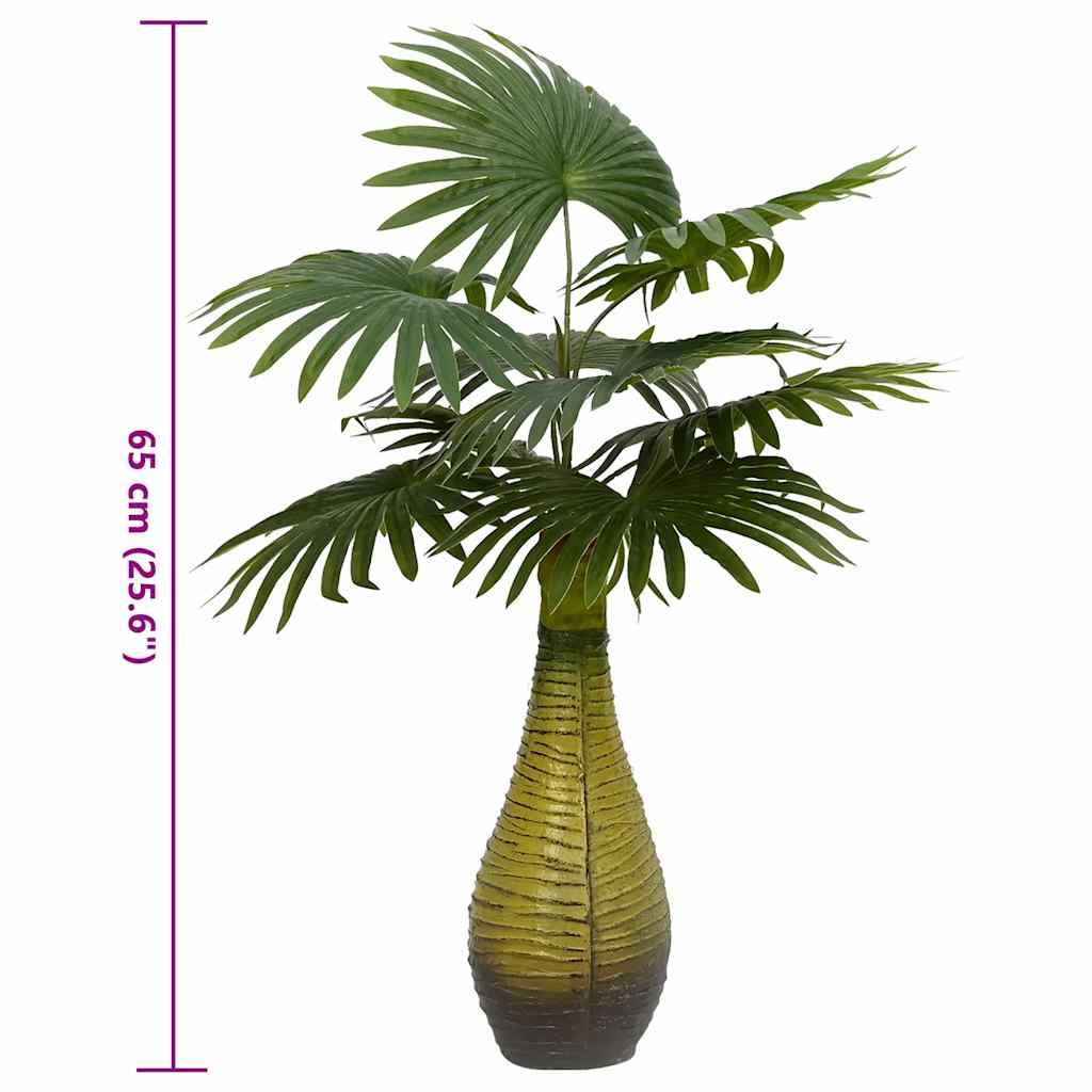 Pianta di Palma Artificiale 9 Foglie 65 cm Verde