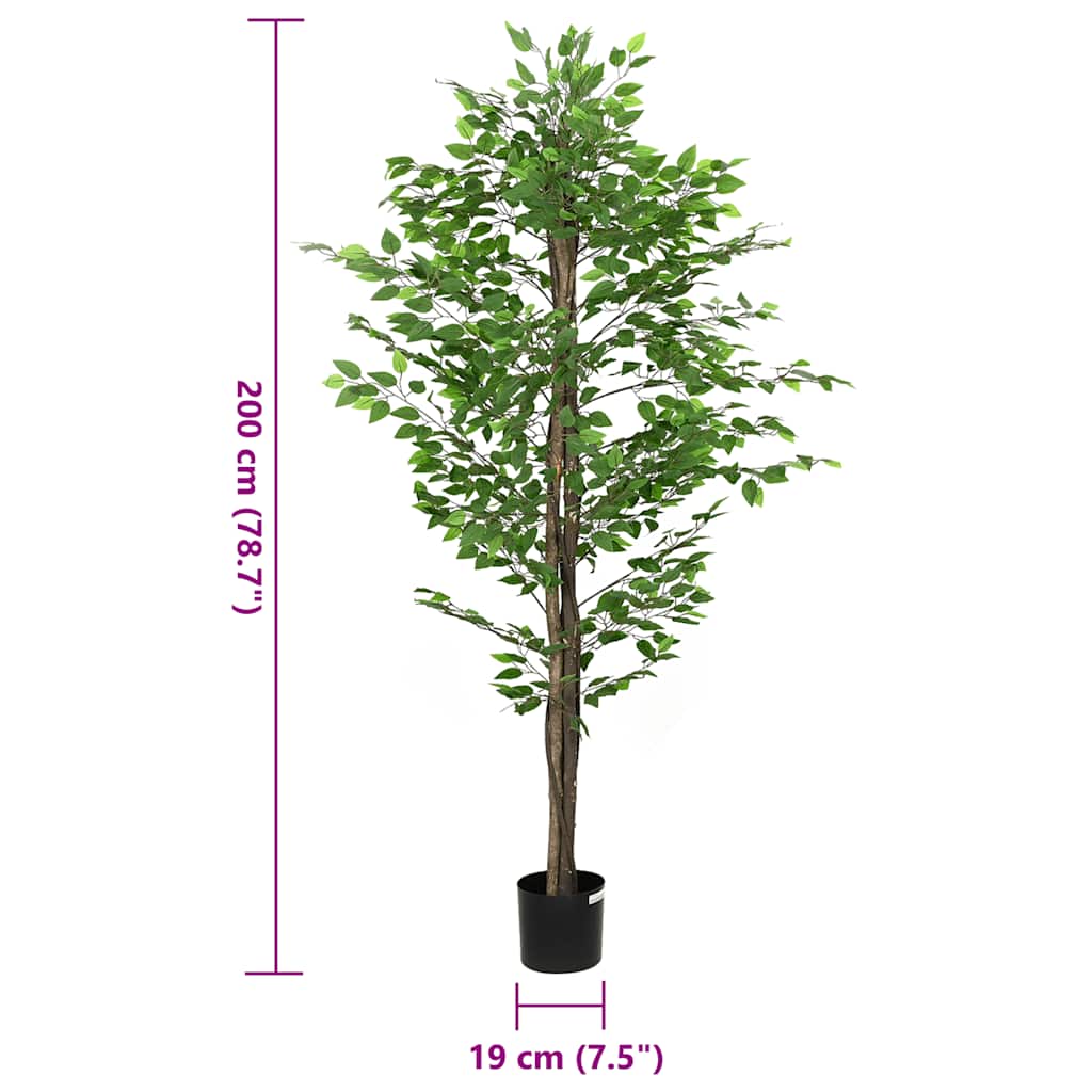 Pianta di Ficus Artificiale 1260 Foglie 200 cm Verde