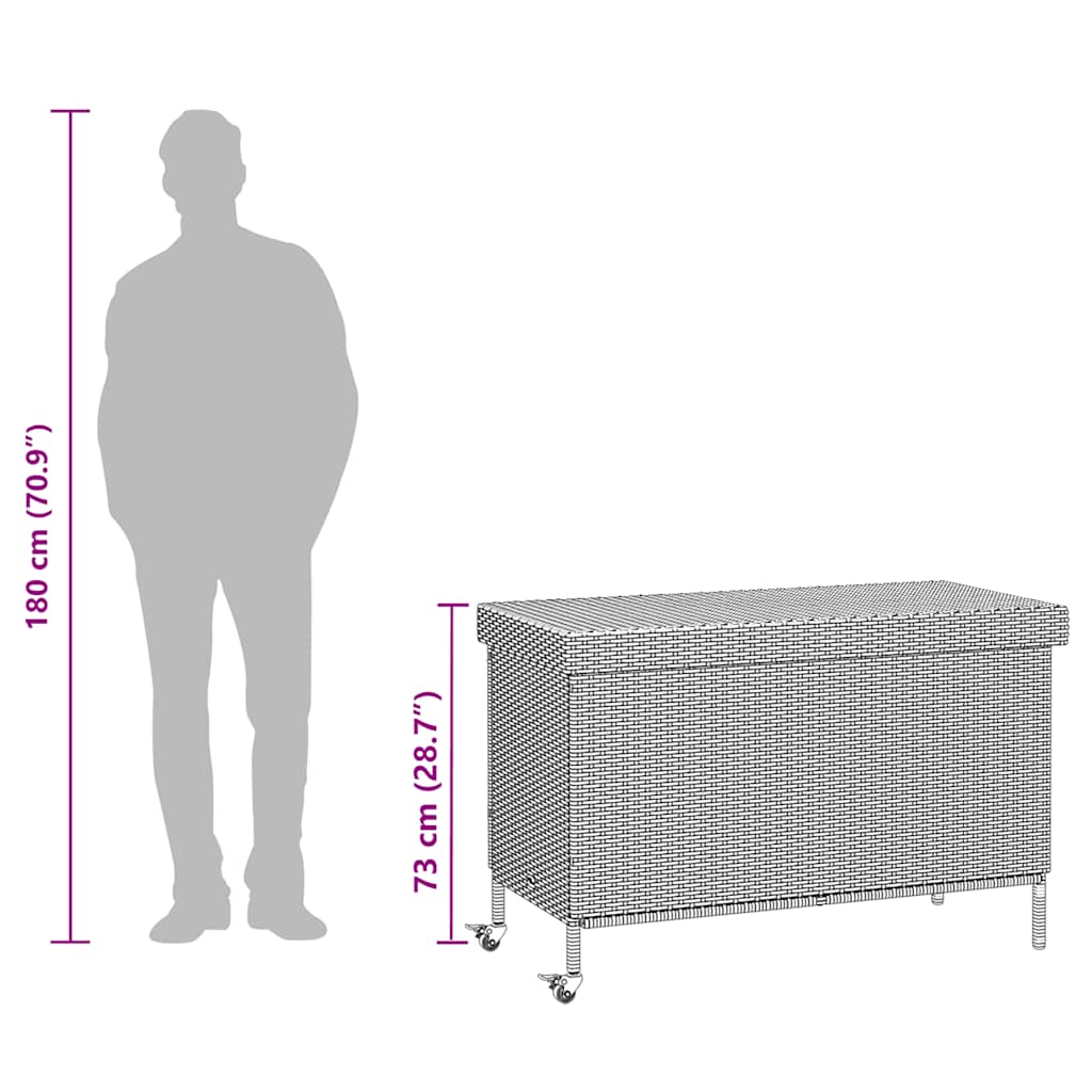 Contenitore da Giardino con Ruote Beige Misto Polyrattan