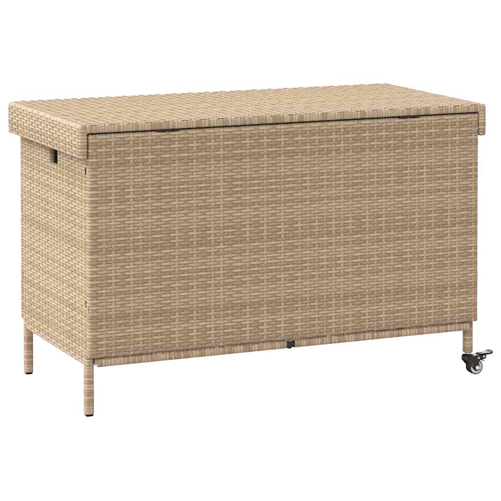 Contenitore da Giardino con Ruote Beige Misto Polyrattan