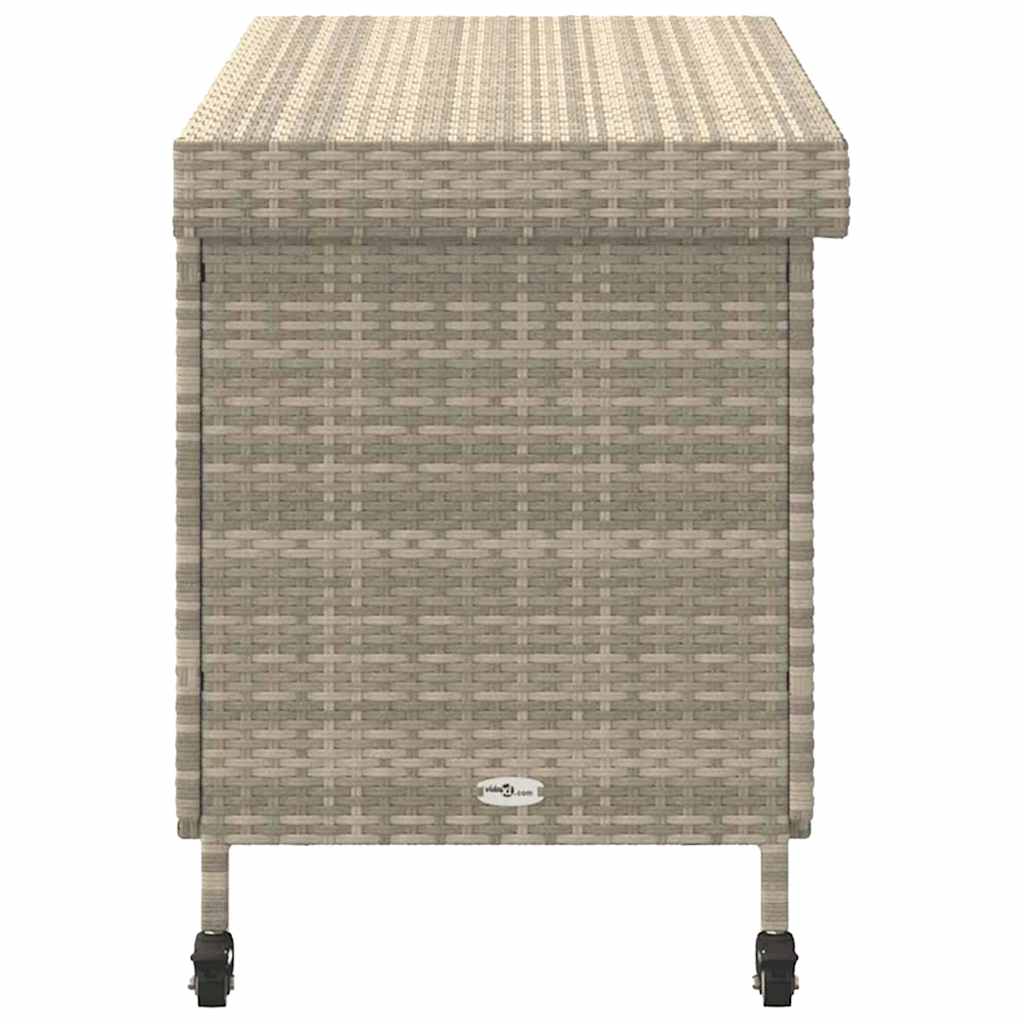 Contenitore da Giardino con Ruote Grigio Chiaro Polyrattan