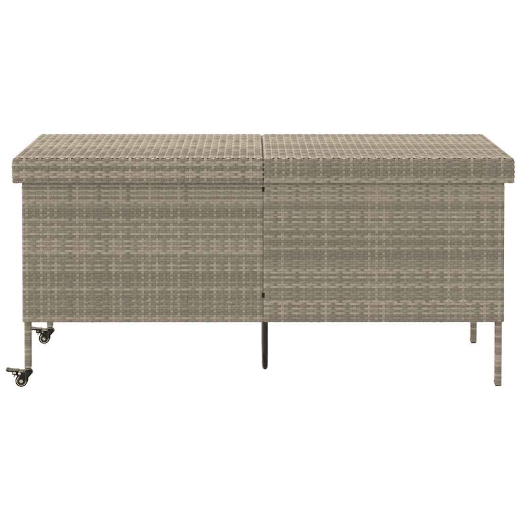 Contenitore da Giardino con Ruote Grigio Chiaro Polyrattan