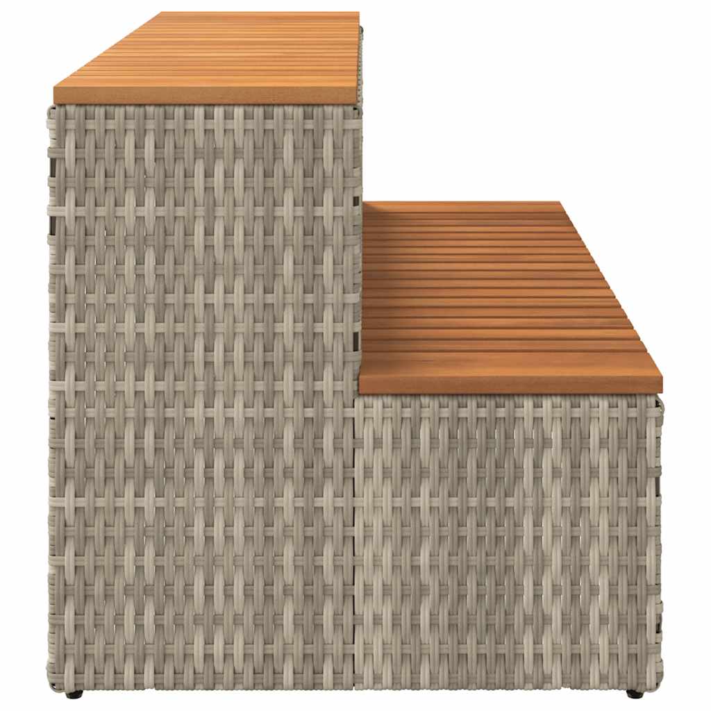 Bordo per Vasca Idromassaggio Grigio Polyrattan&Massello Acacia