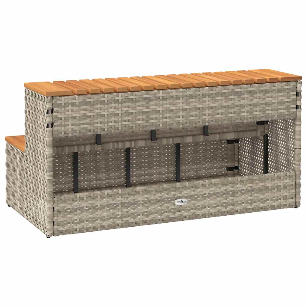 Bordo per Vasca Idromassaggio Grigio Polyrattan&Massello Acacia
