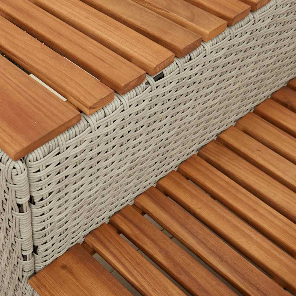 Bordo per Vasca Idromassaggio Grigio Polyrattan&Massello Acacia