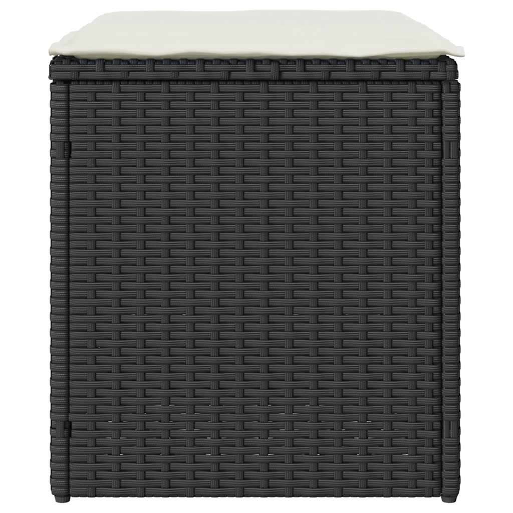Sgabelli Giardino con Cuscini 2 pz Nero 40x40x43 cm Polyrattan