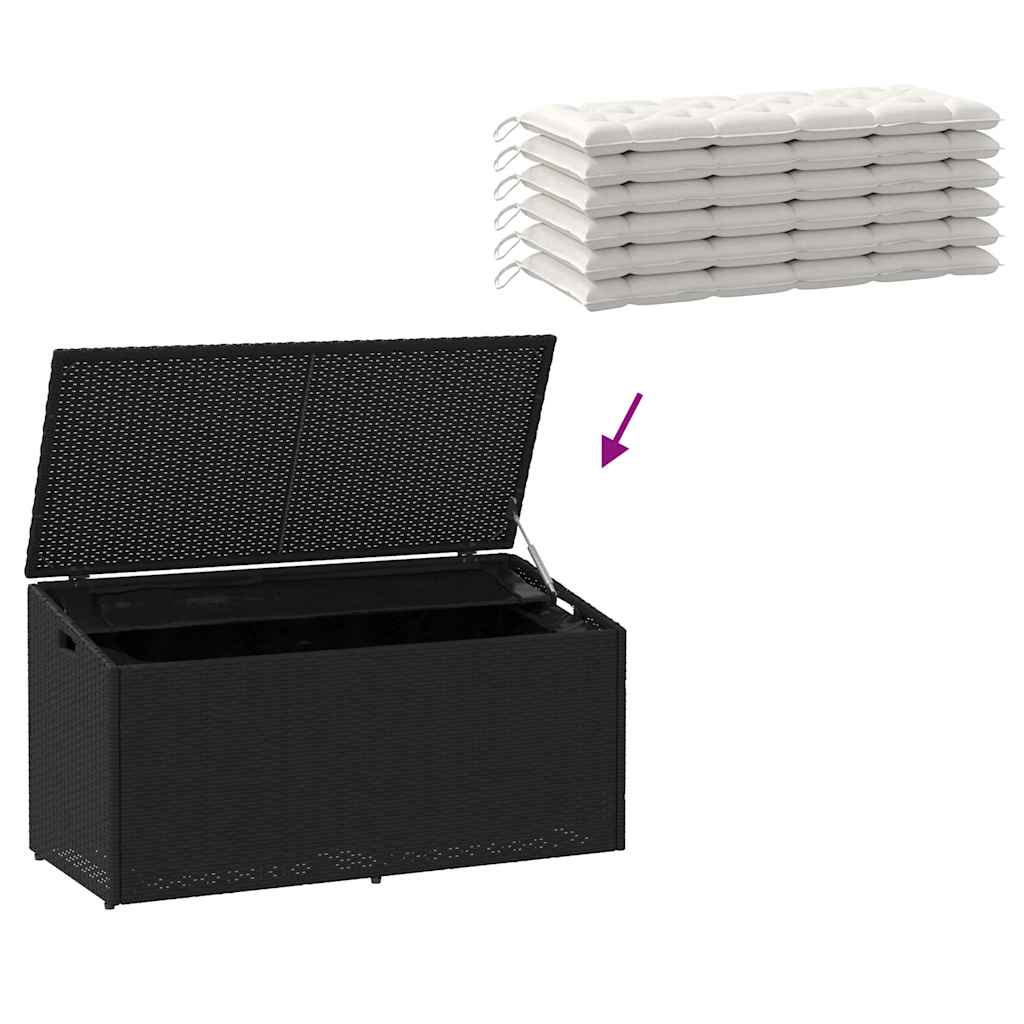 Baule da giardino nero 110x50x58 cm in polyrattan