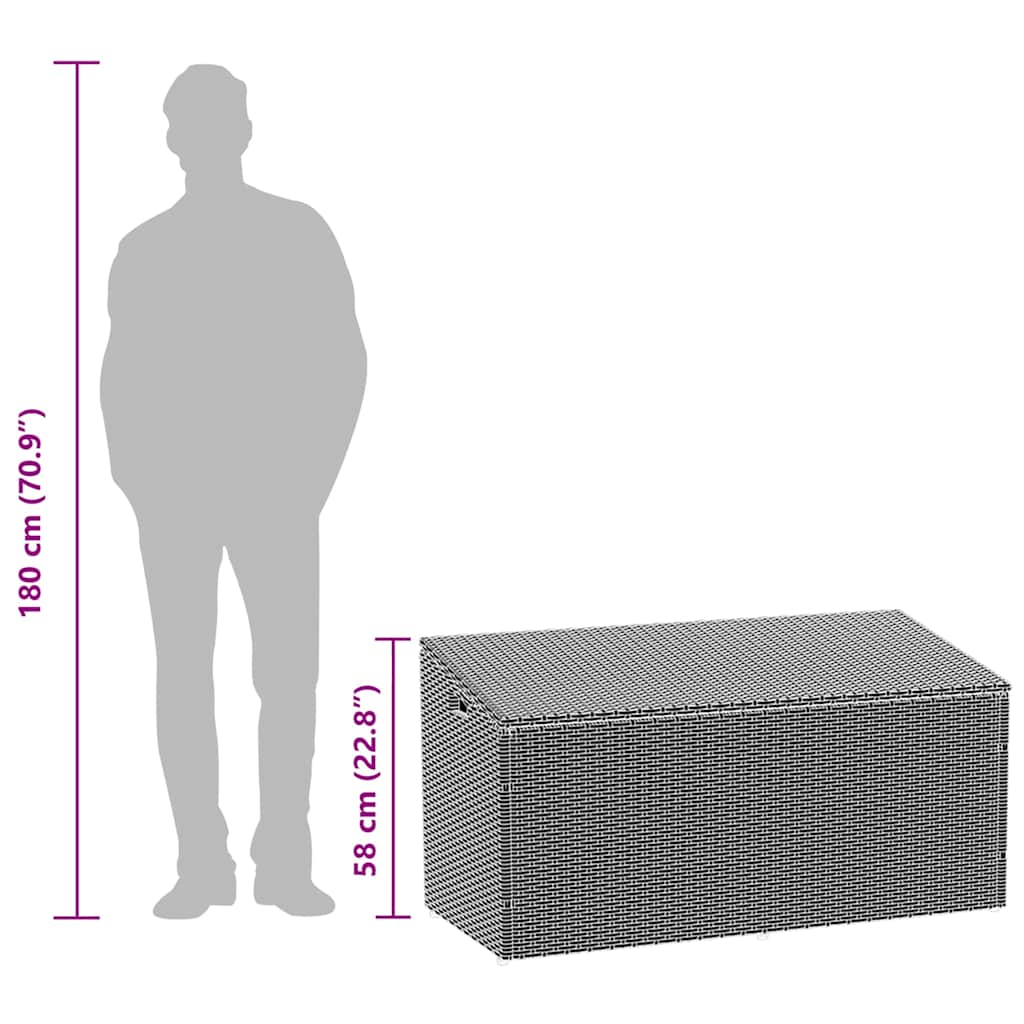Baule da giardino grigio 110x50x58 cm in polyrattan