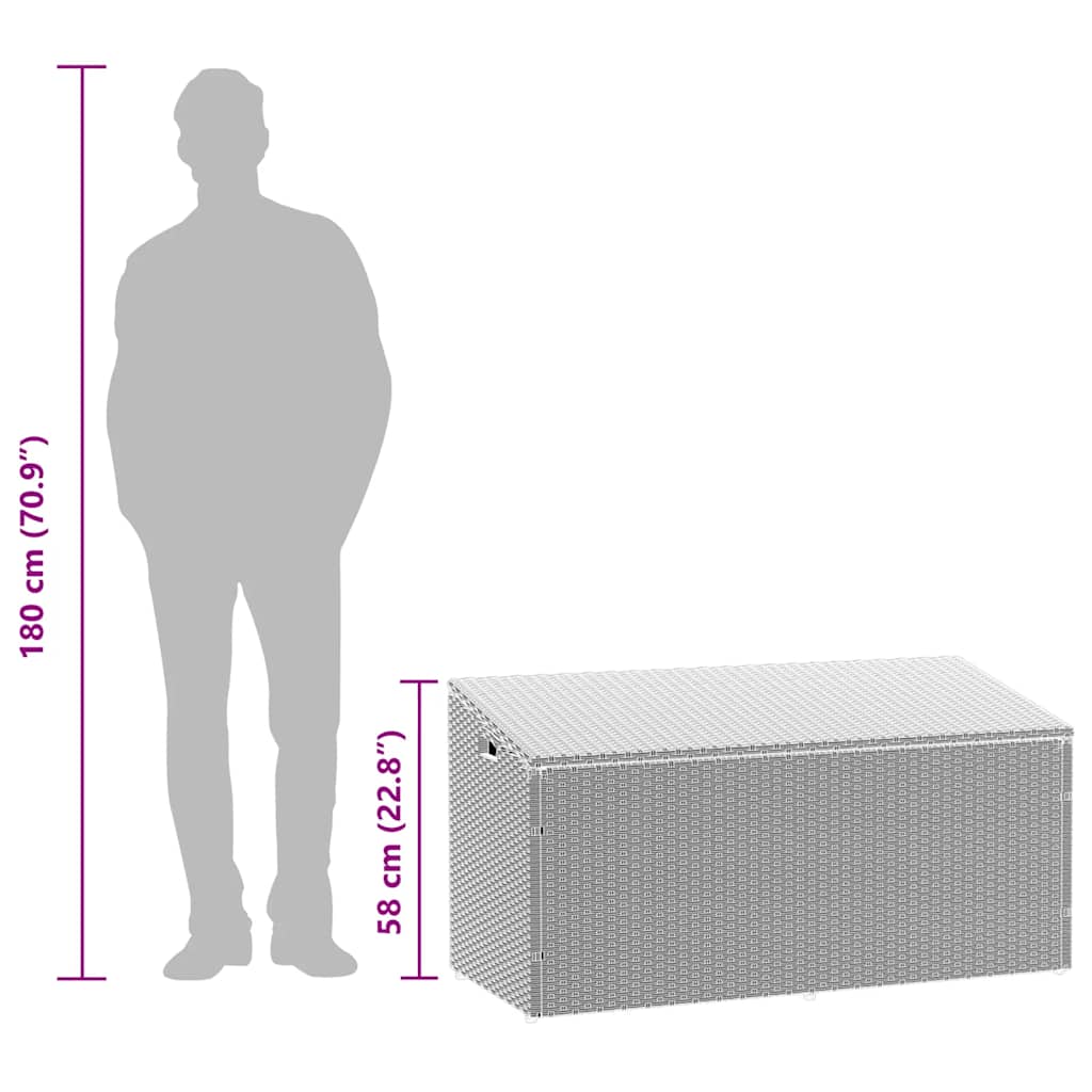 Baule da Giardino Grigio Chiaro 110x50x58 cm in Polyrattan