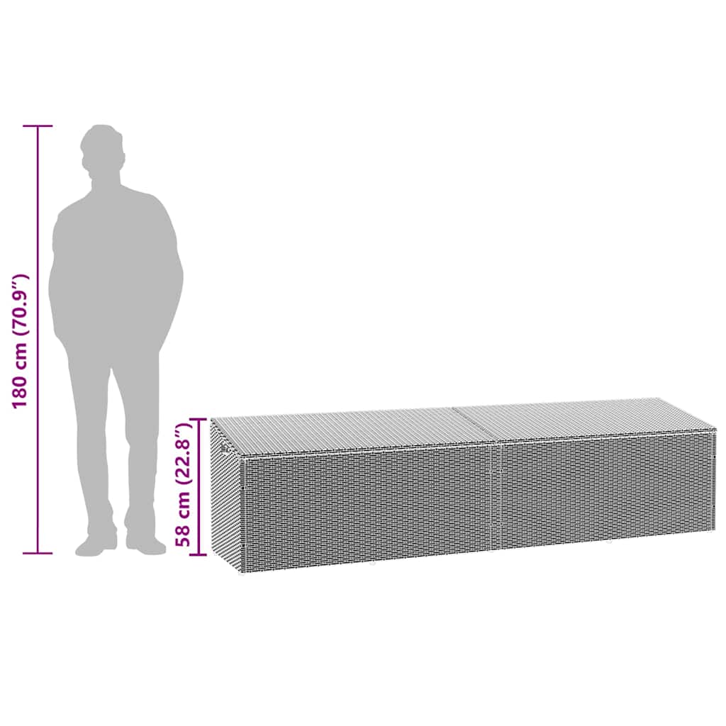 Baule da Giardino Marrone 220x50x58 cm in Polyrattan