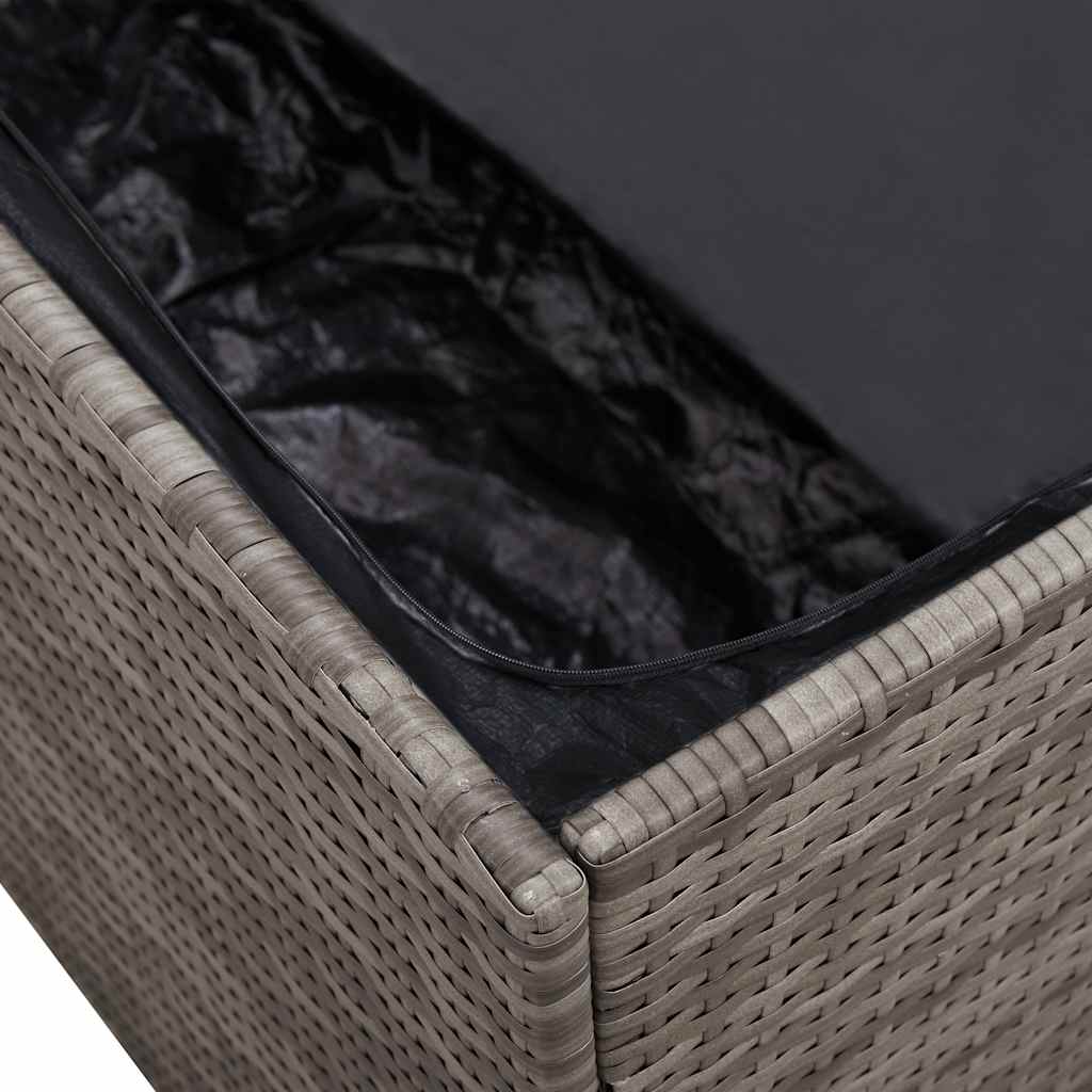 Baule da Giardino Grigio 220x50x58 cm in Polyrattan