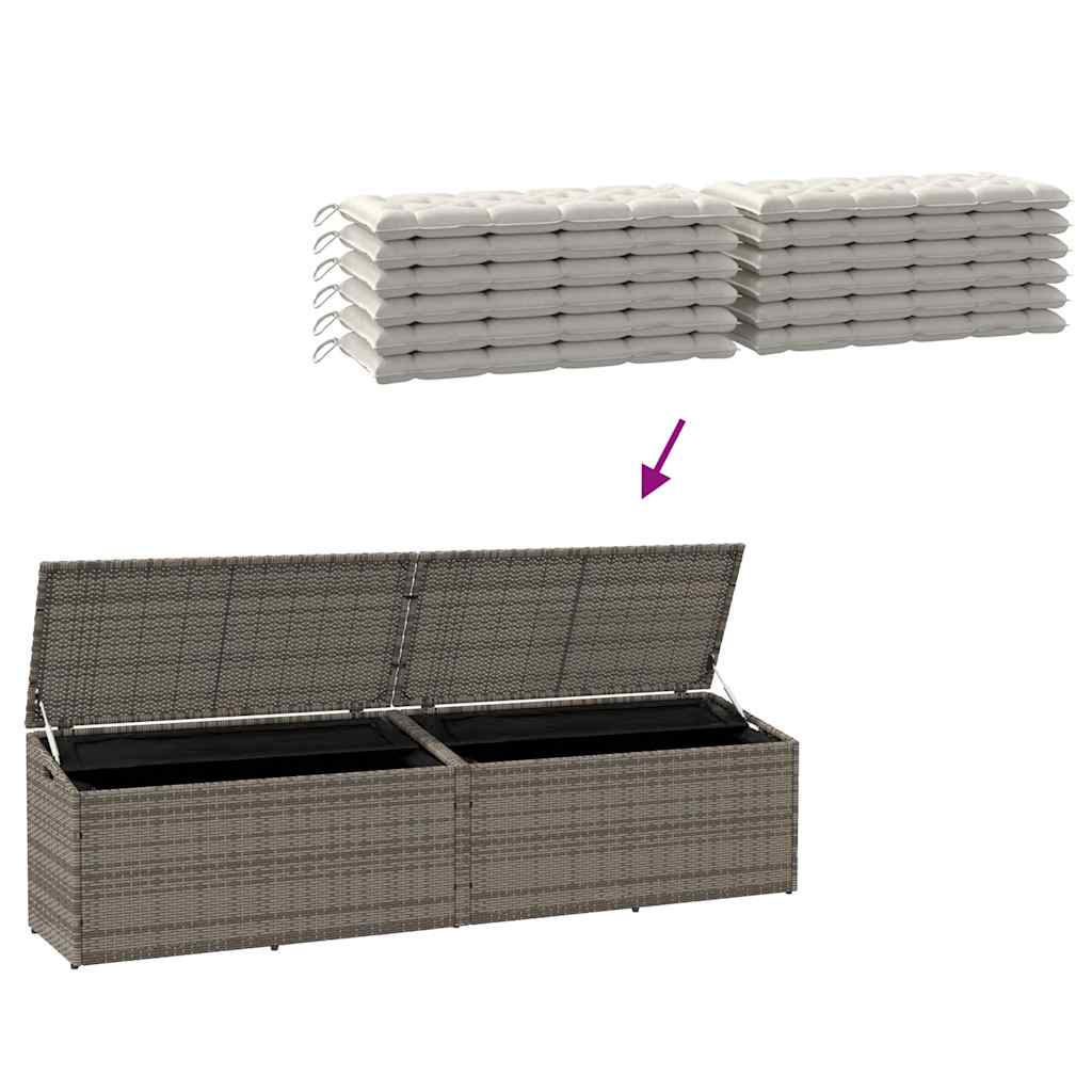 Baule da Giardino Grigio 220x50x58 cm in Polyrattan