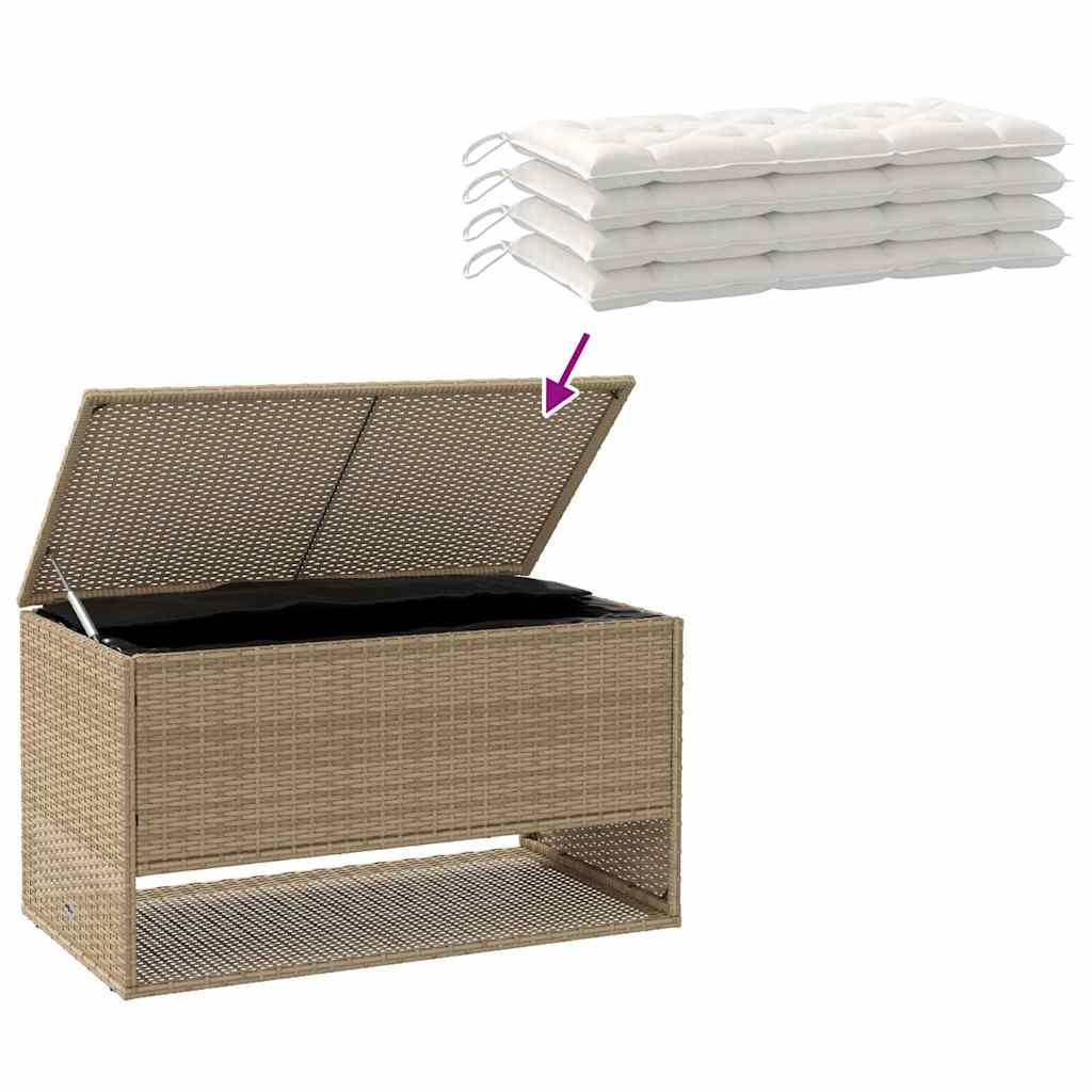 Scatola per Cuscini da Esterno Beige 100x55x55,5 cm Polyrattan
