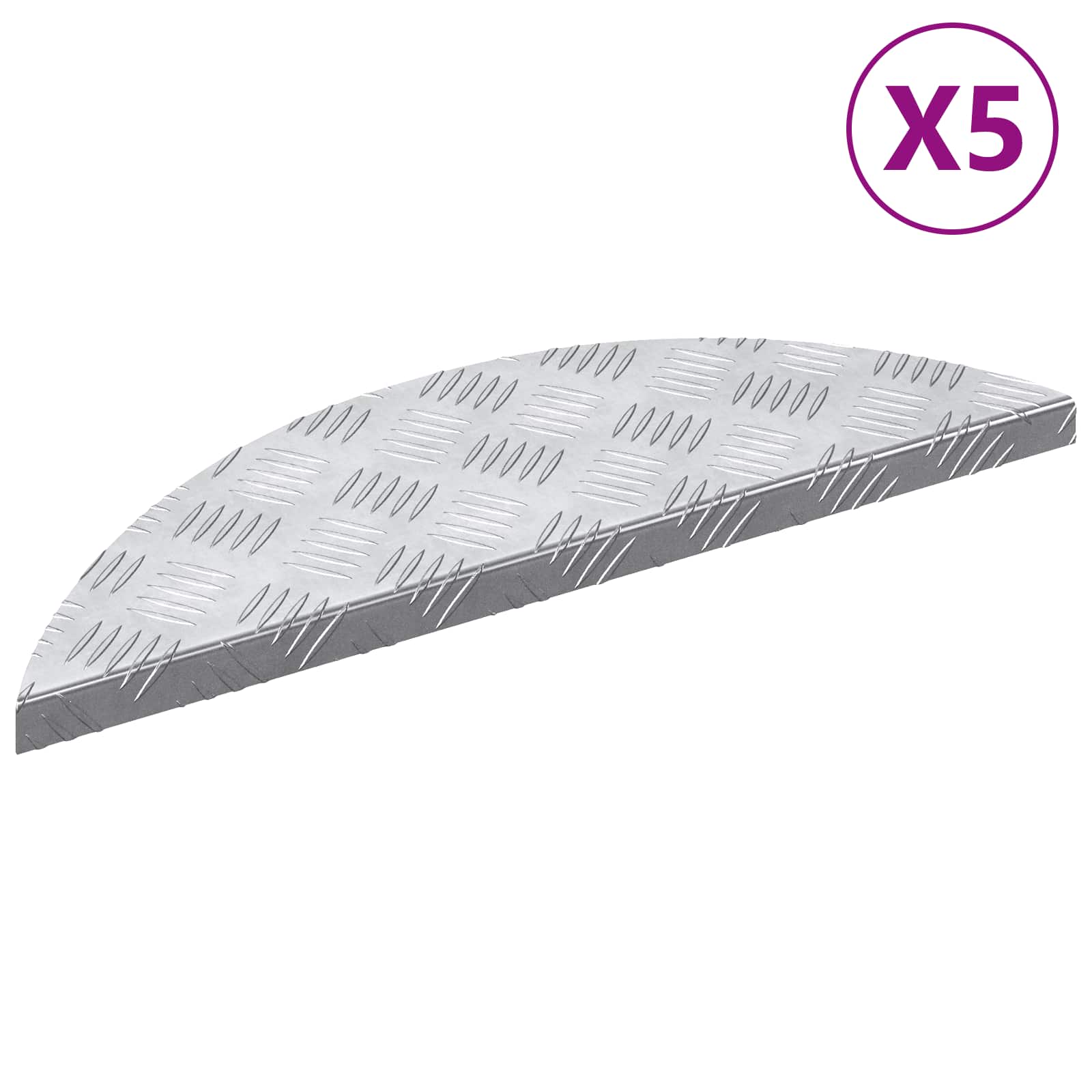 Gradini per Scale 5 pz 60 x 18 x 2,5 cm Argento Alluminio