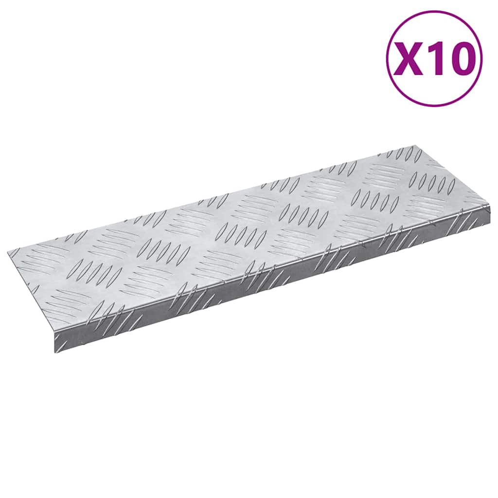 Gradini per Scale 10 pz 60 x 18 x 2,5 cm Argento Alluminio