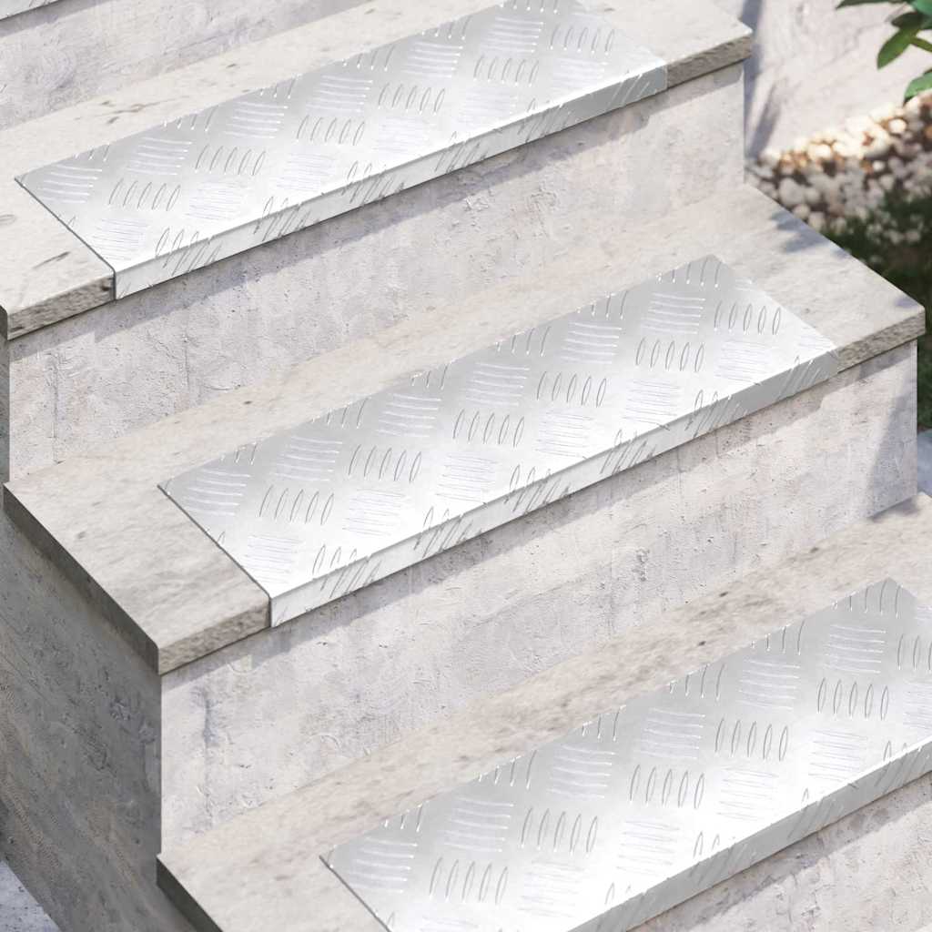 Gradini per Scale 10 pz 60 x 18 x 2,5 cm Argento Alluminio