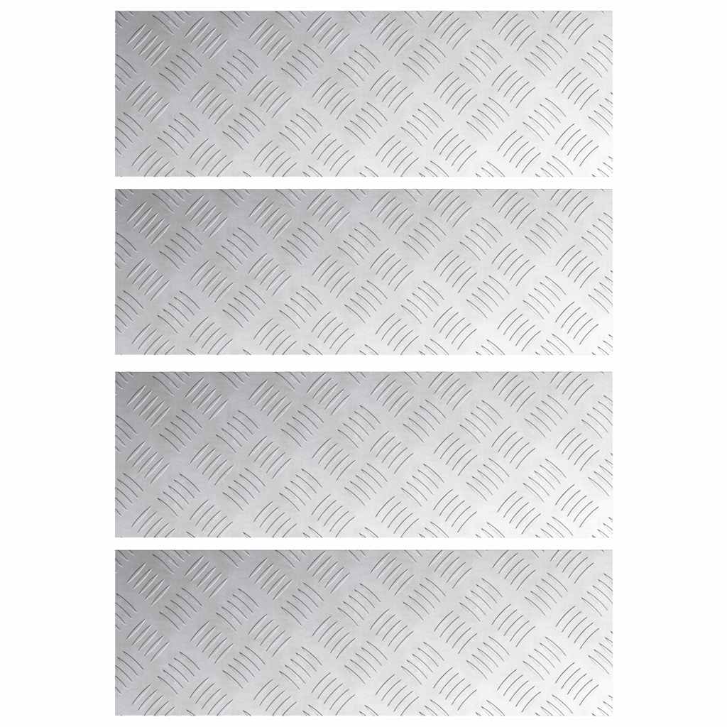 Gradini per Scale 4 pz 60 x 20 cm Argento Alluminio