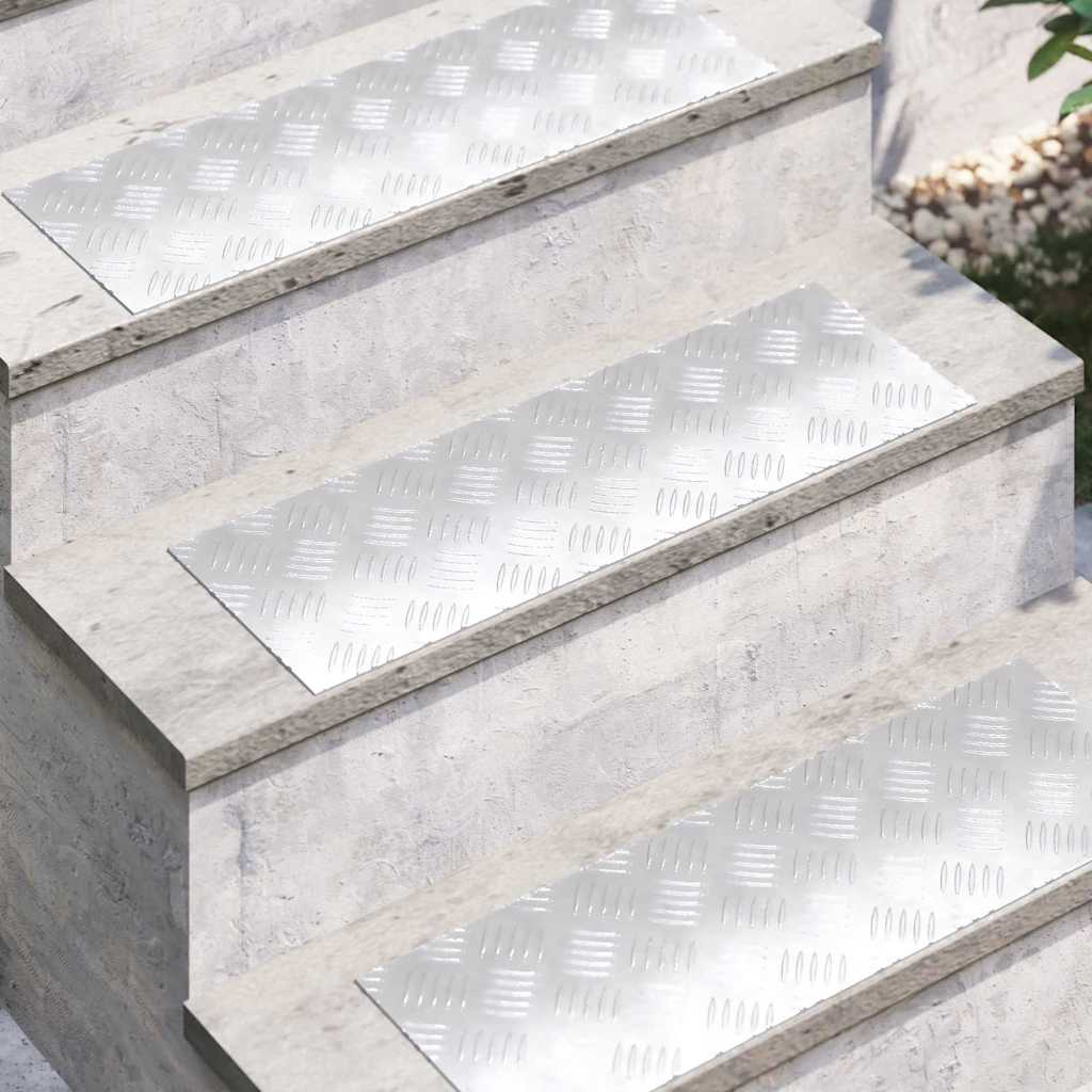 Gradini per Scale 4 pz 60 x 20 cm Argento Alluminio