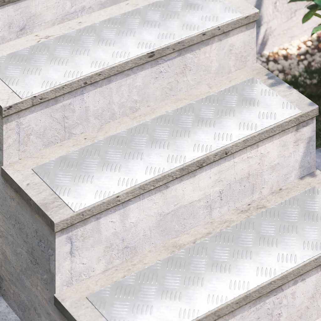 Gradini per Scale 2 pz 70 x 20 cm Argento Alluminio