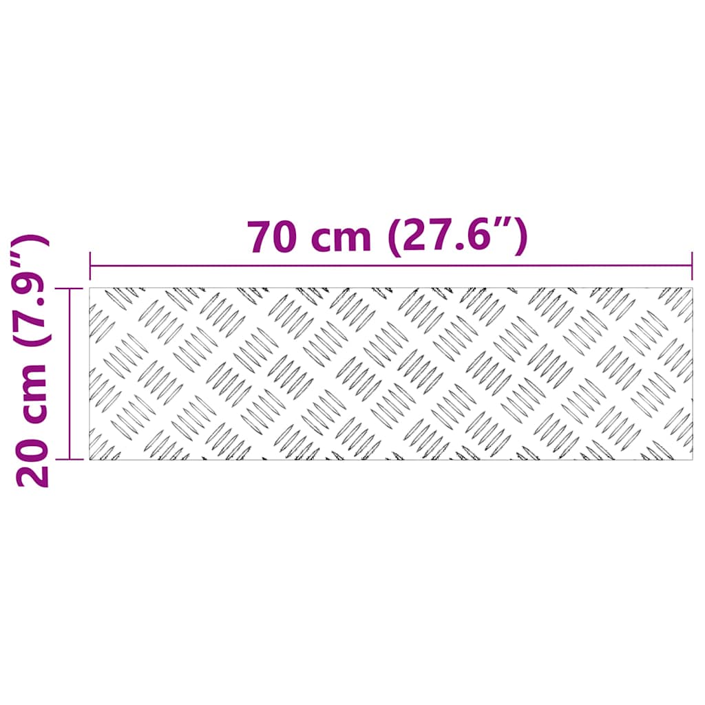Gradini per Scale 2 pz 70 x 20 cm Argento Alluminio