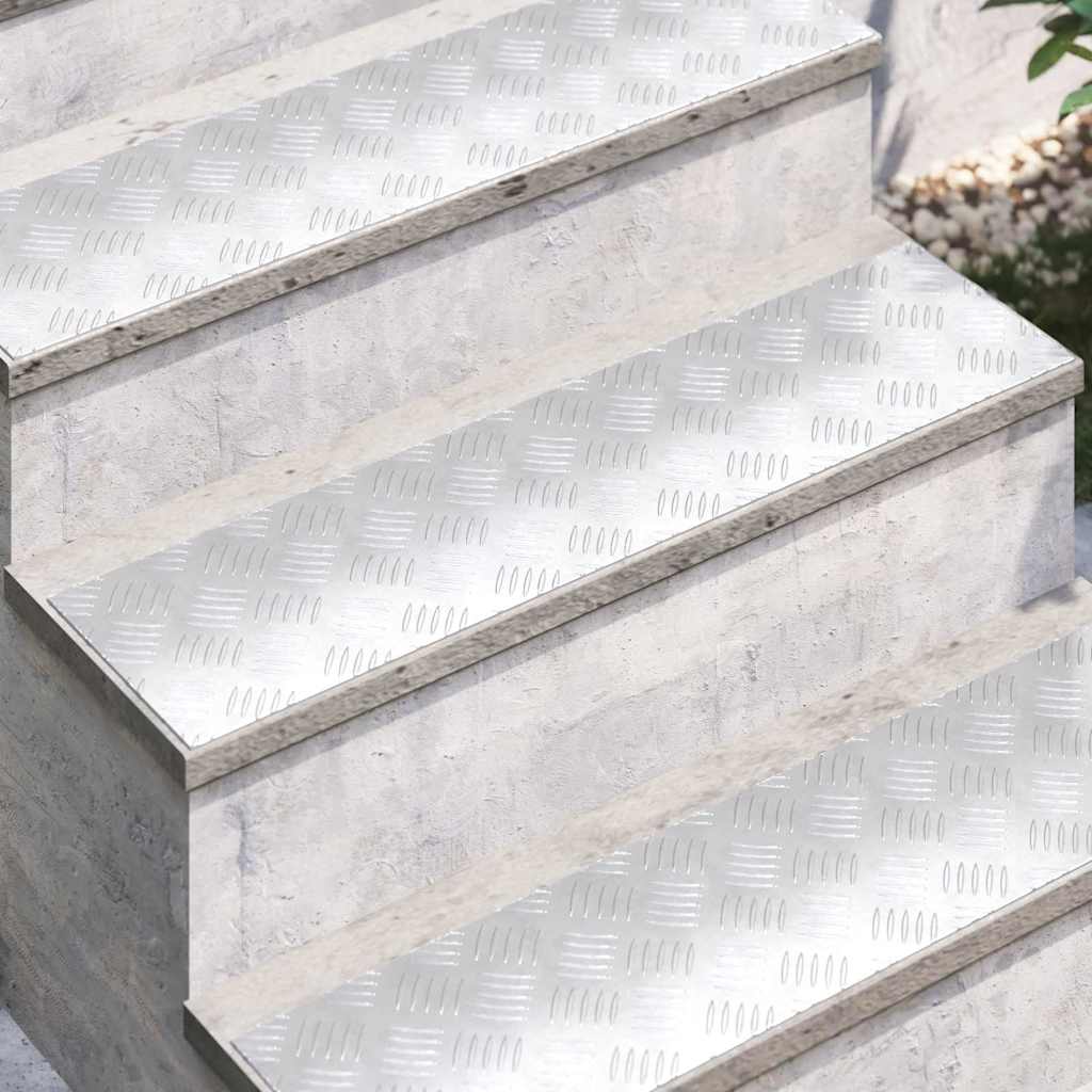 Gradini per Scale 4 pz 80 x 20 cm Argento Alluminio