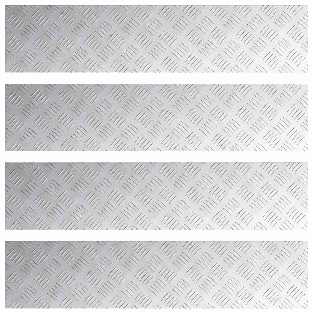 Gradini per Scale 4 pz 90 x 20 cm Argento Alluminio
