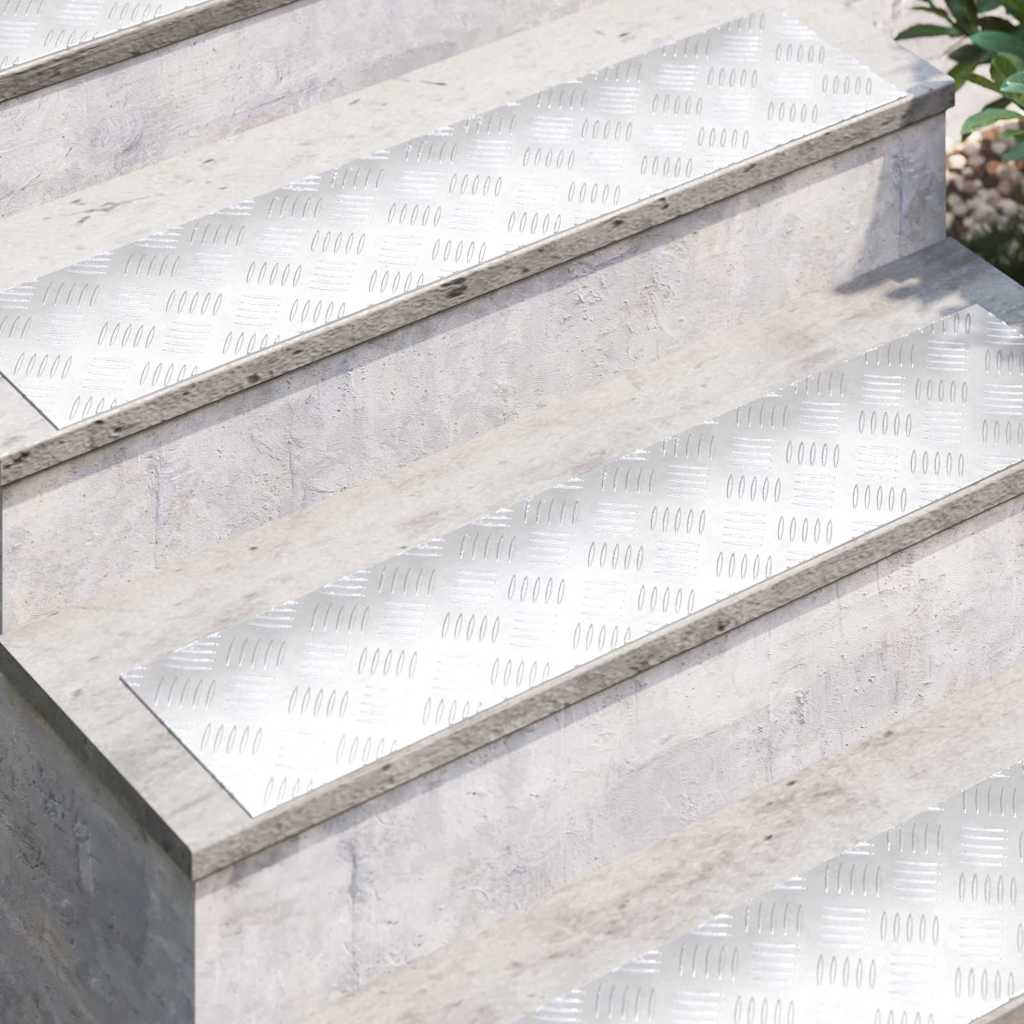 Gradini per Scale 4 pz 90 x 20 cm Argento Alluminio