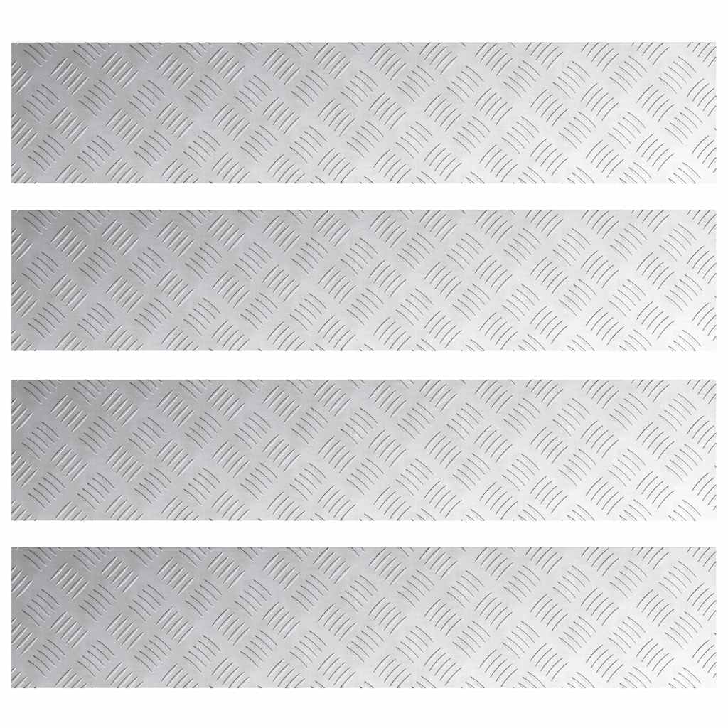 Gradini per Scale 4 pz 100 x 20 cm Argento Alluminio