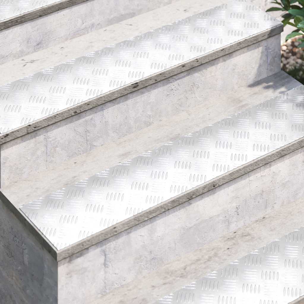 Gradini per Scale 4 pz 100 x 20 cm Argento Alluminio