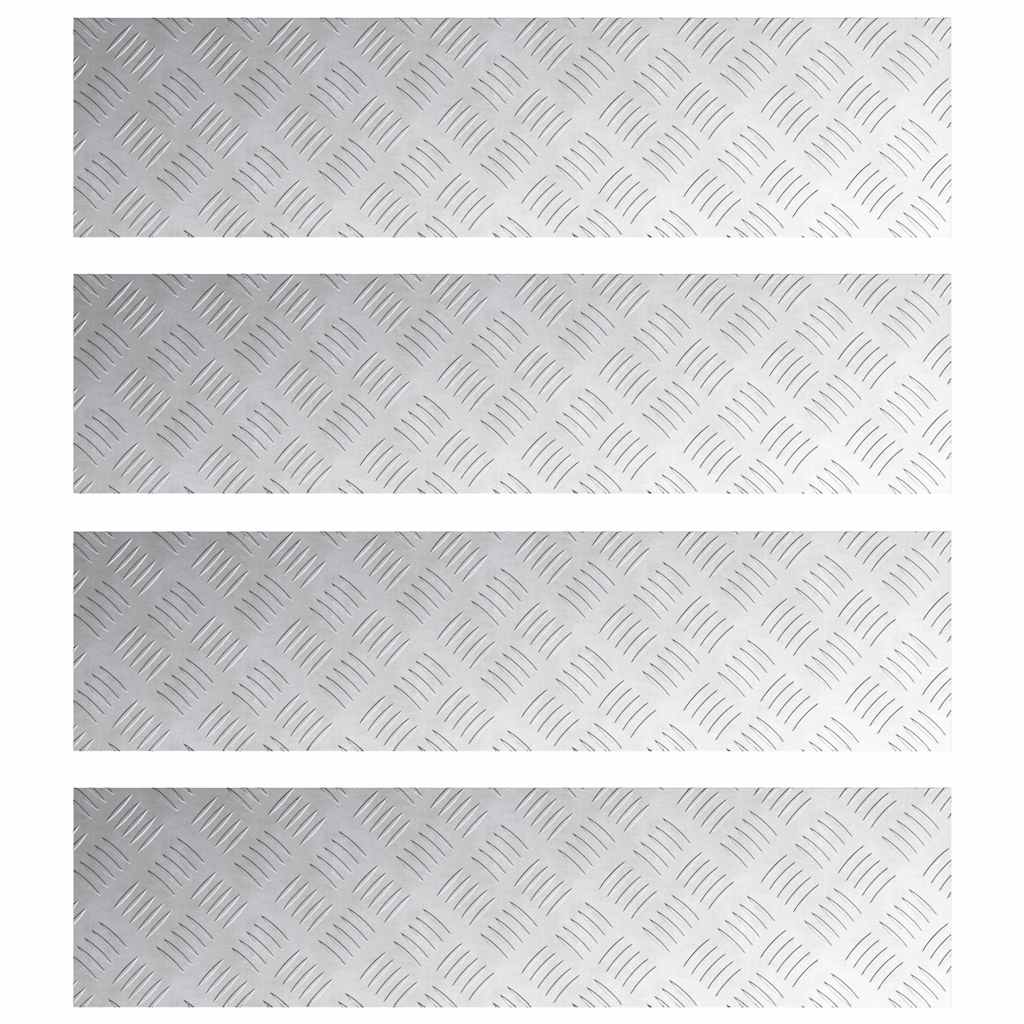 Gradini per Scale 4 pz 100 x 25 cm Argento Alluminio