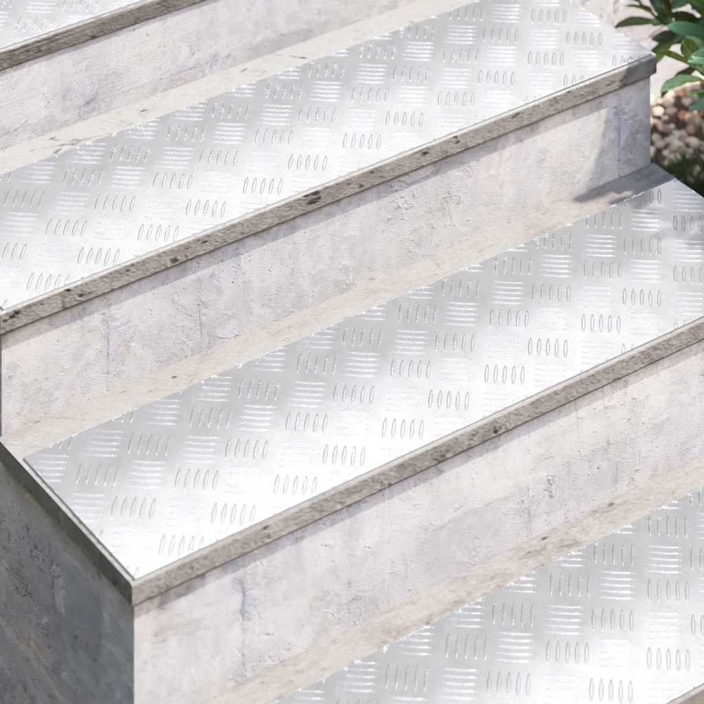Gradini per Scale 4 pz 100 x 25 cm Argento Alluminio