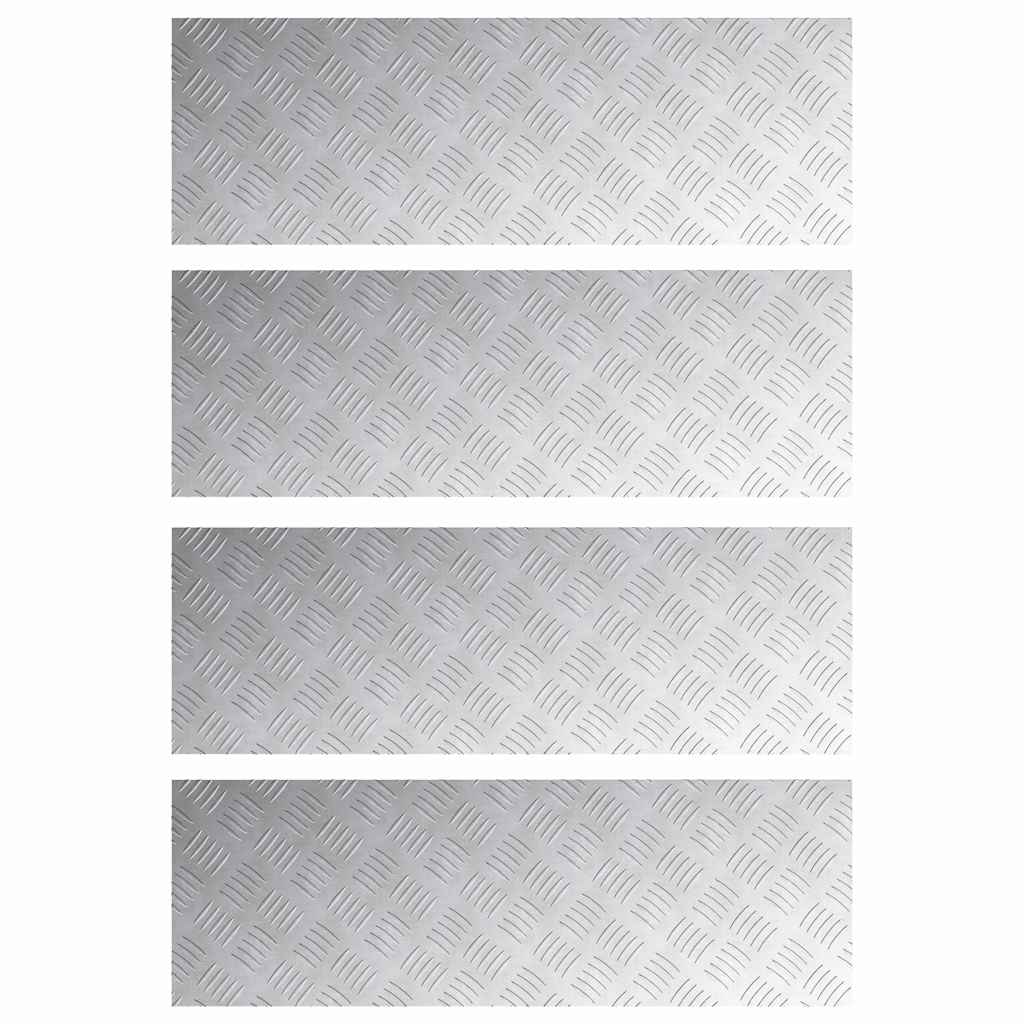 Gradini per Scale 4 pz 90 x 30 cm Argento Alluminio
