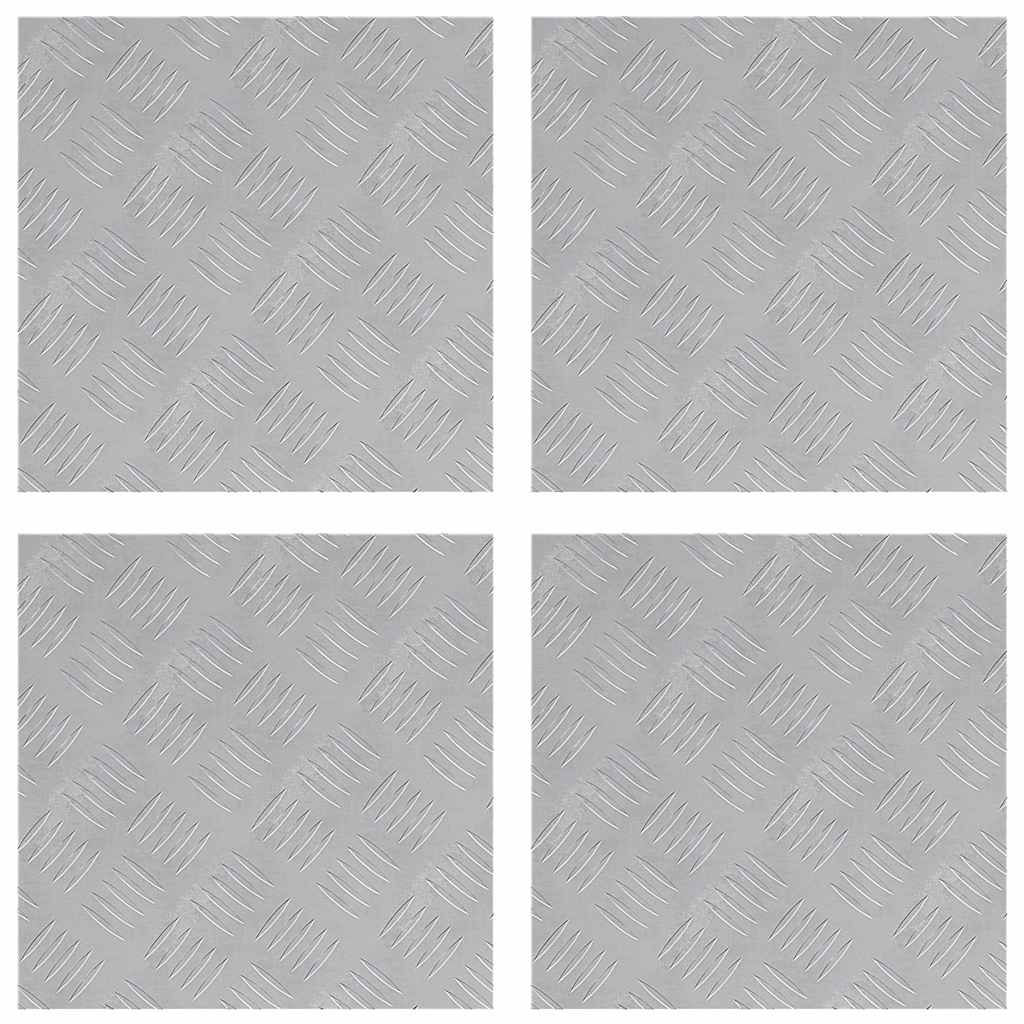 Gradini per Scale 4 pz 40 x 40 cm Argento Alluminio Quadrato