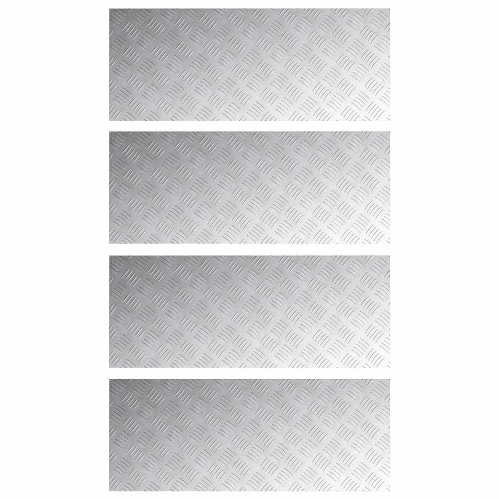 Gradini per Scale 4 pz 100 x 40 cm Argento Alluminio