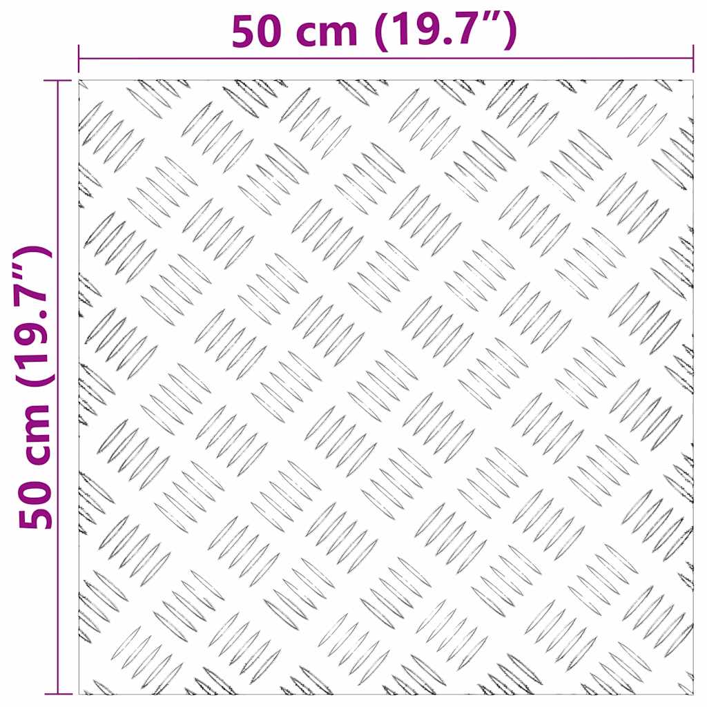 Gradini per Scale 4 pz 50 x 50 cm Argento Alluminio Quadrato