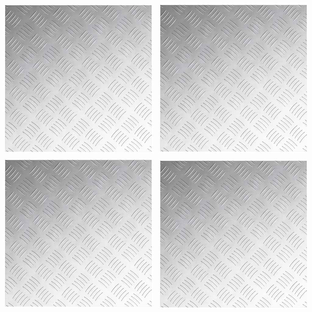 Gradini per Scale 4 pz 50 x 50 cm Argento Alluminio Quadrato